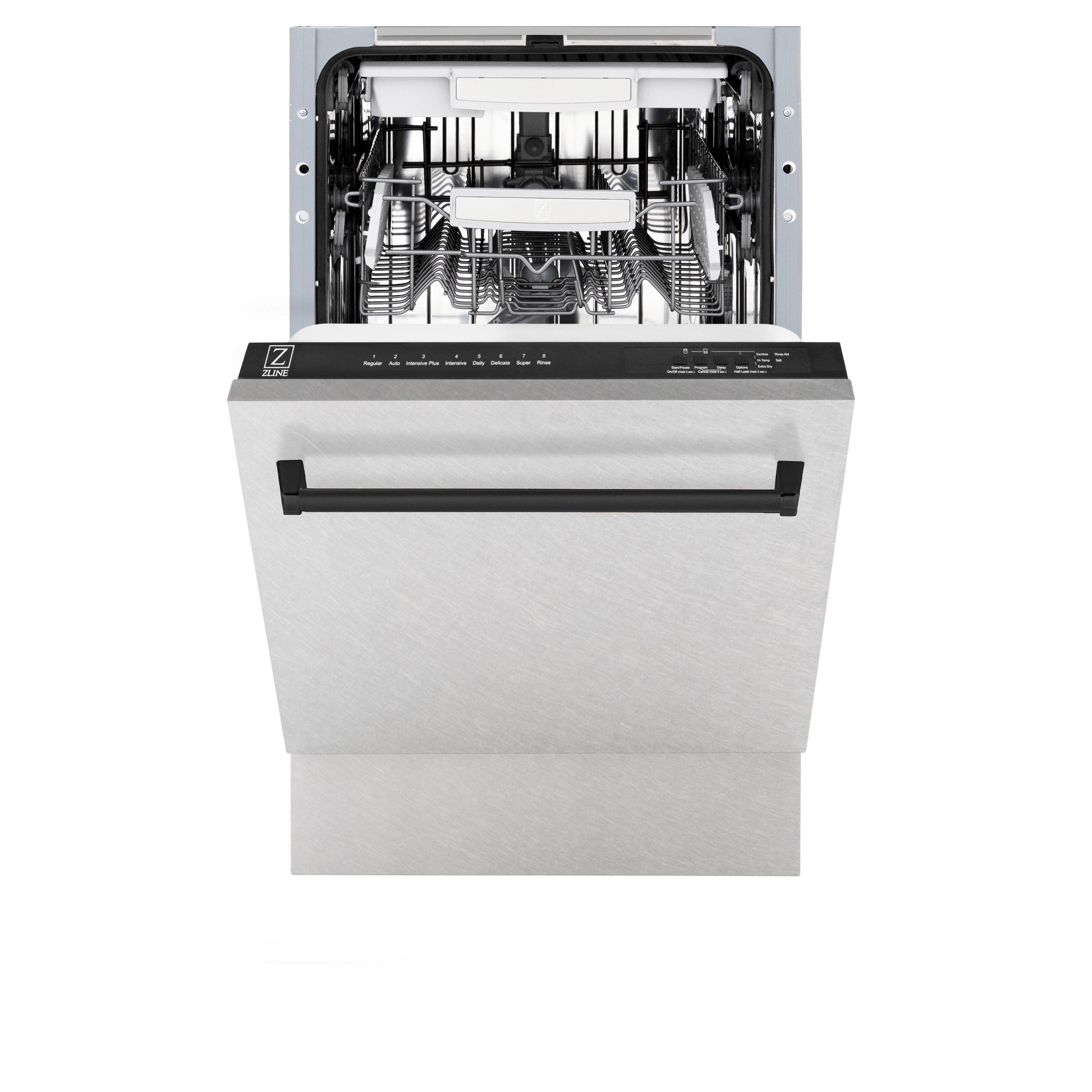 ZLINE Autograph Edition 18” Compact 3rd Rack Top Control Dishwasher in Fingerprint Resistant Stainless Steel with Handle, 51dBa (DWVZ-SN-18-MB)