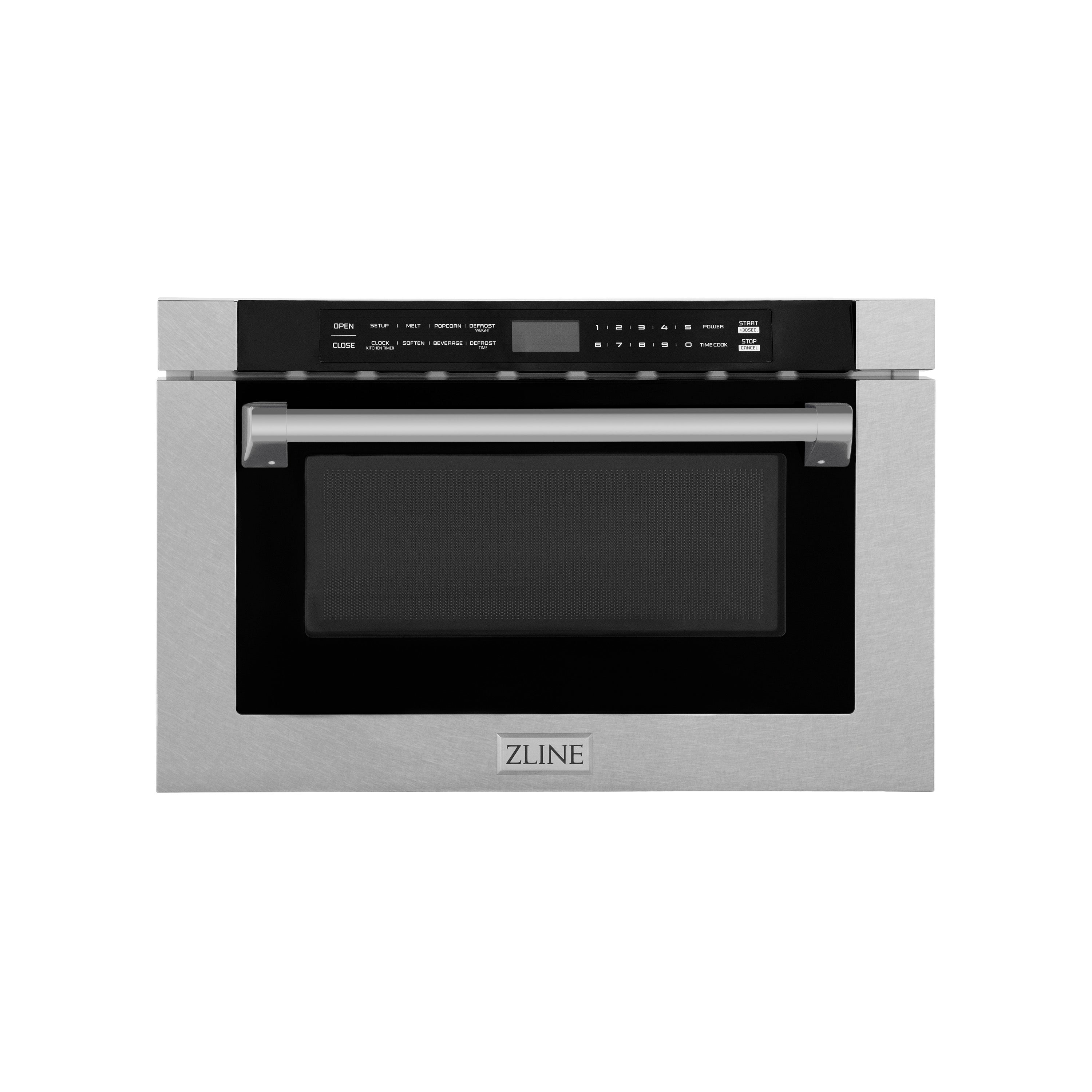 ZLINE 24" 1.2 cu. ft. Built-in Microwave Drawer with a Traditional Handle in Fingerprint Resistant  Stainless Steel