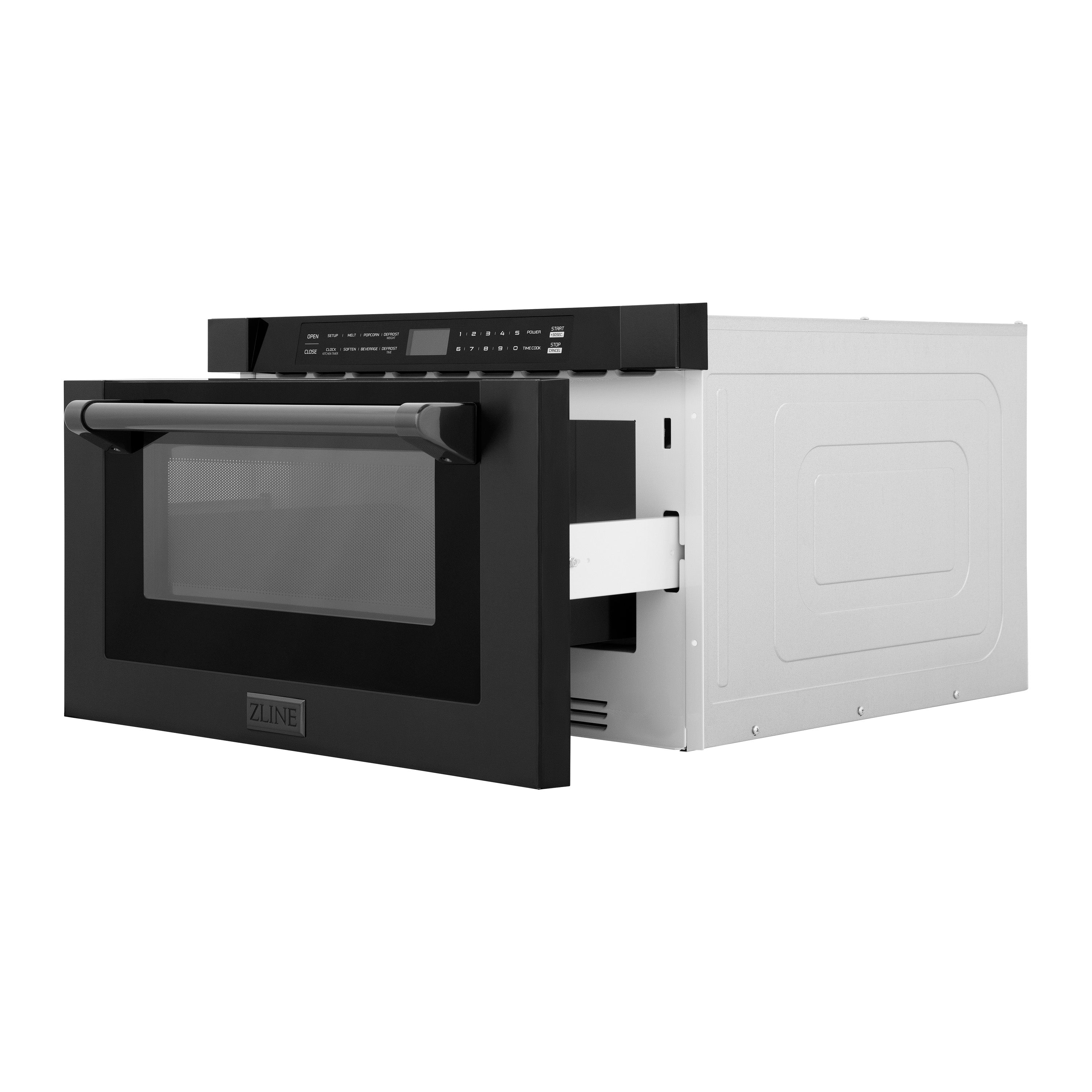 ZLINE 24" 1.2 cu. ft. Built-in Microwave Drawer with a Traditional Handle in Black Stainless Steel