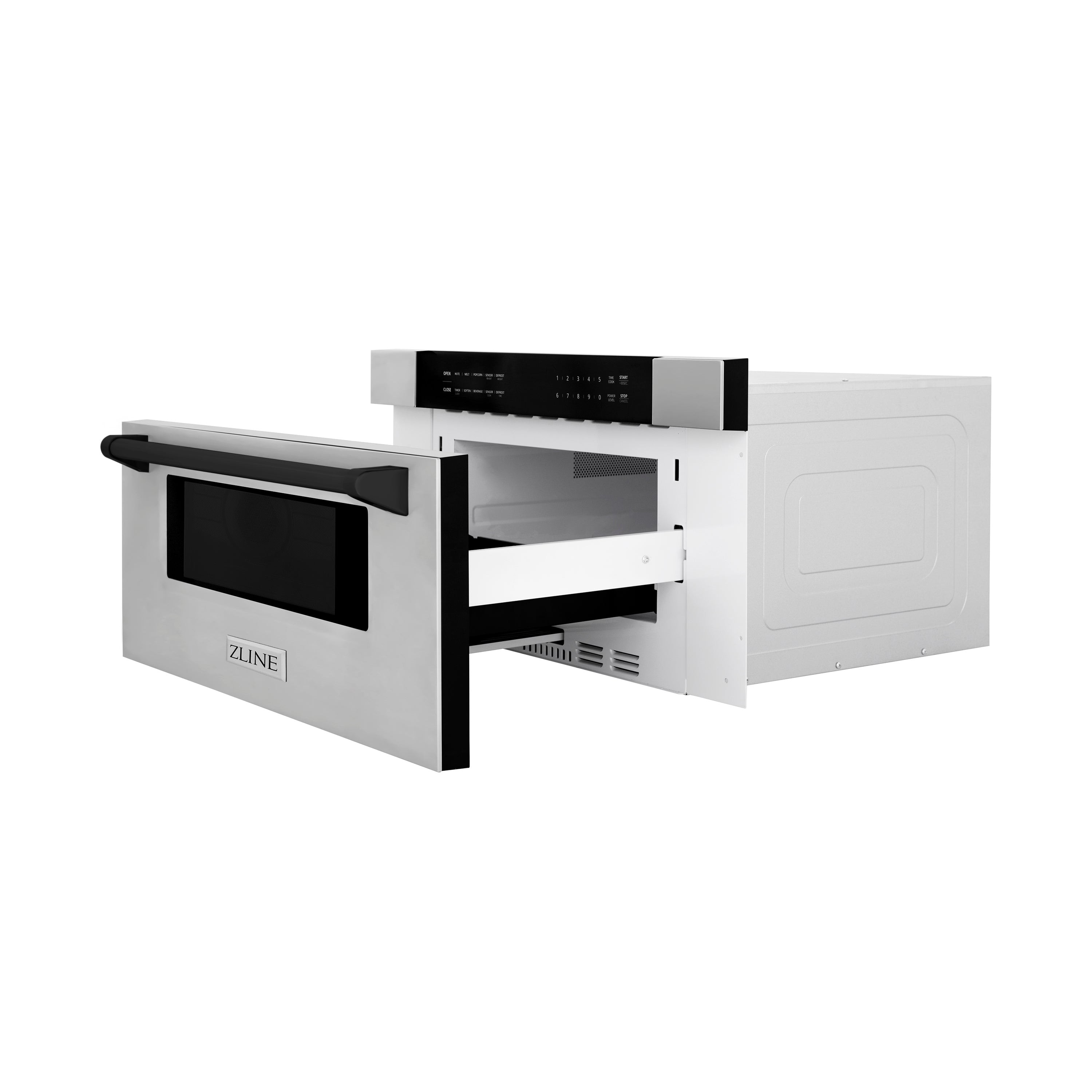 ZLINE Autograph Edition 30" 1.2 cu. ft. Built-In Microwave Drawer in Stainless Steel with Matte Black Accents