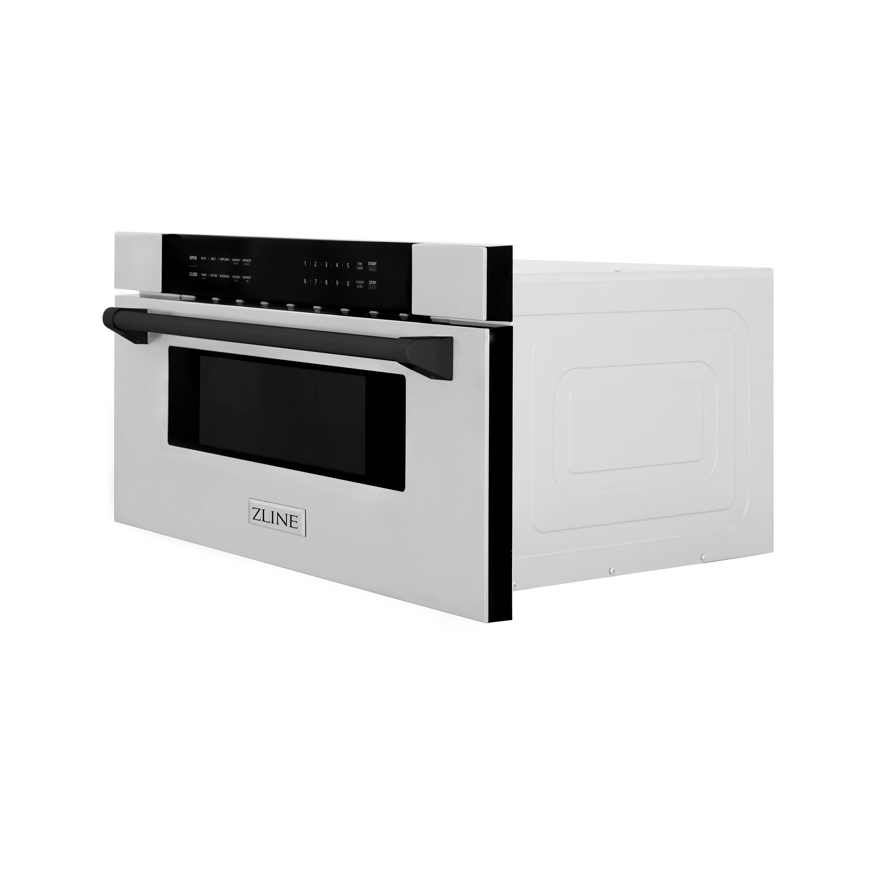 ZLINE Autograph Edition 30" 1.2 cu. ft. Built-In Microwave Drawer in Stainless Steel with Matte Black Accents