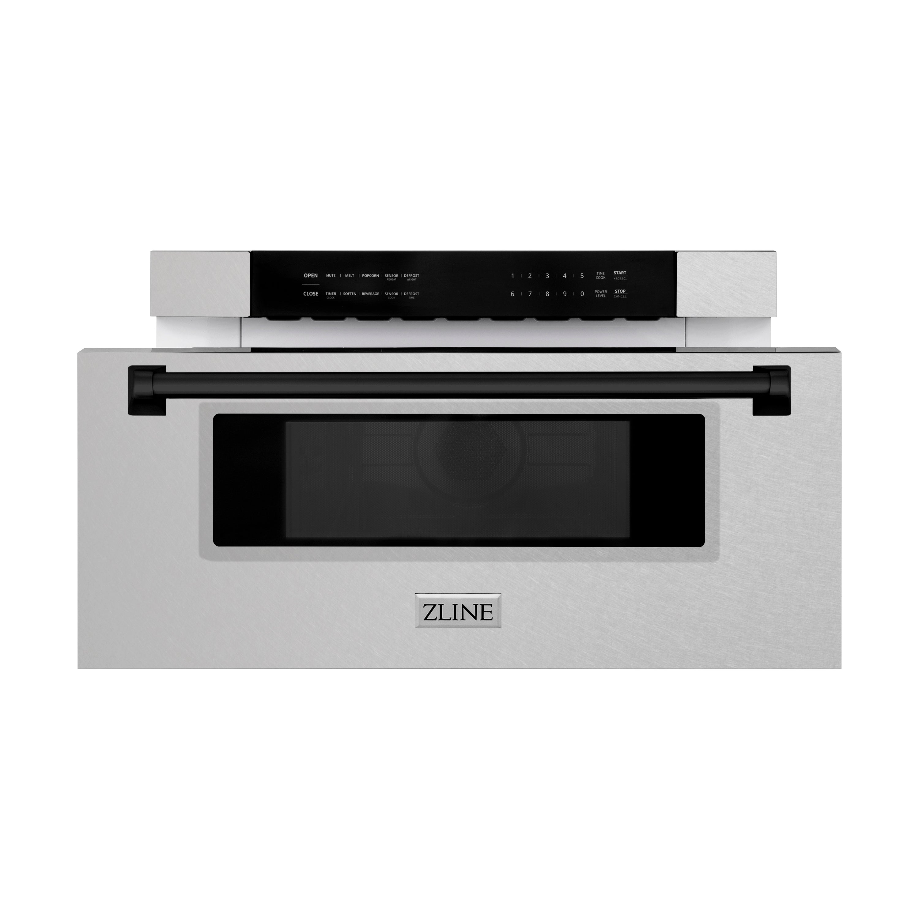 ZLINE Autograph Edition 30" 1.2 cu. ft. Built-In Microwave Drawer in Fingerprint Resistant Stainless Steel with Matte Black Accents