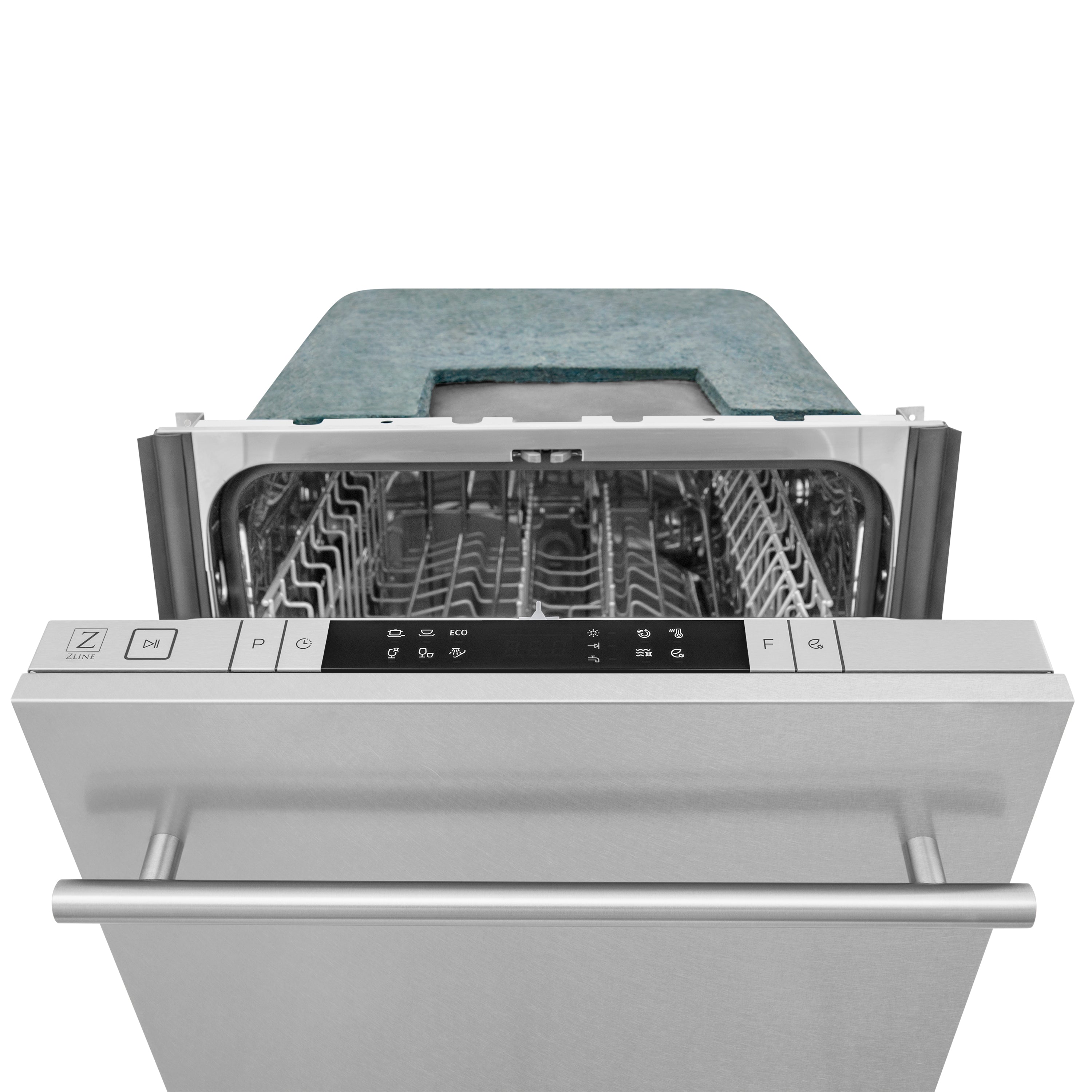ZLINE 18 in. Compact Fingerprint Resistant Top Control Dishwasher with Stainless Steel Tub and Modern Style Handle, 52dBa (DW-SN-18)