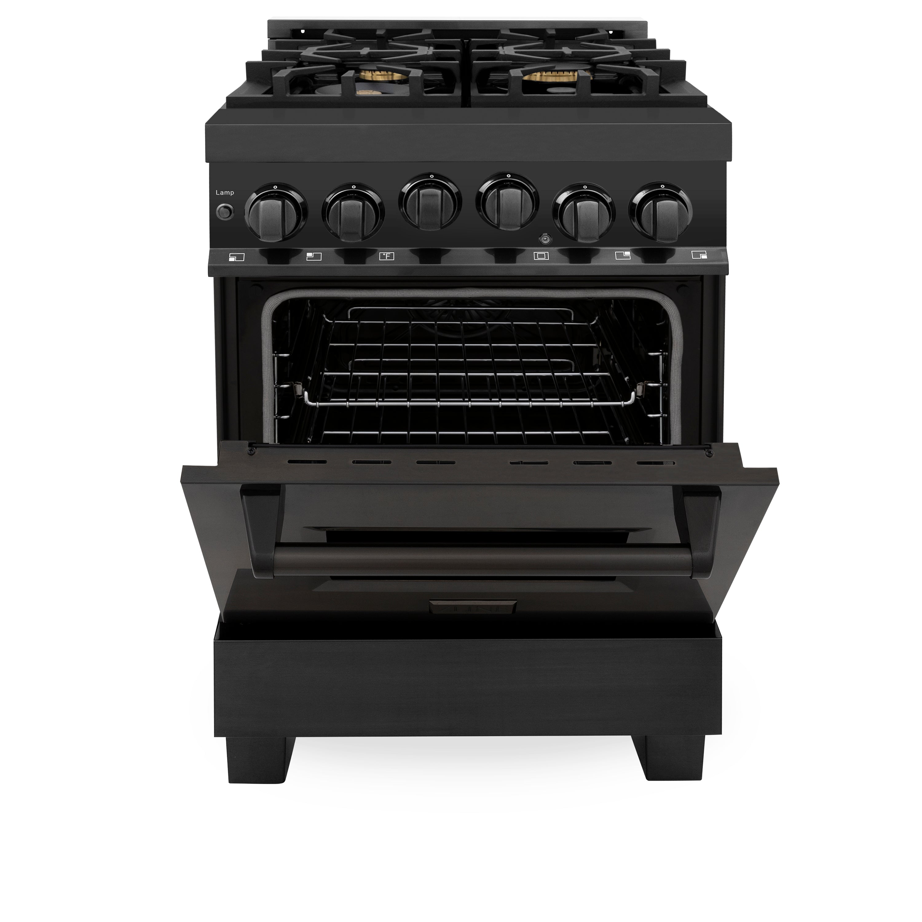 ZLINE 24" 2.8 cu. ft. Range with Gas Stove and Gas Oven in Black Stainless Steel with Brass Burners (RGB-24)