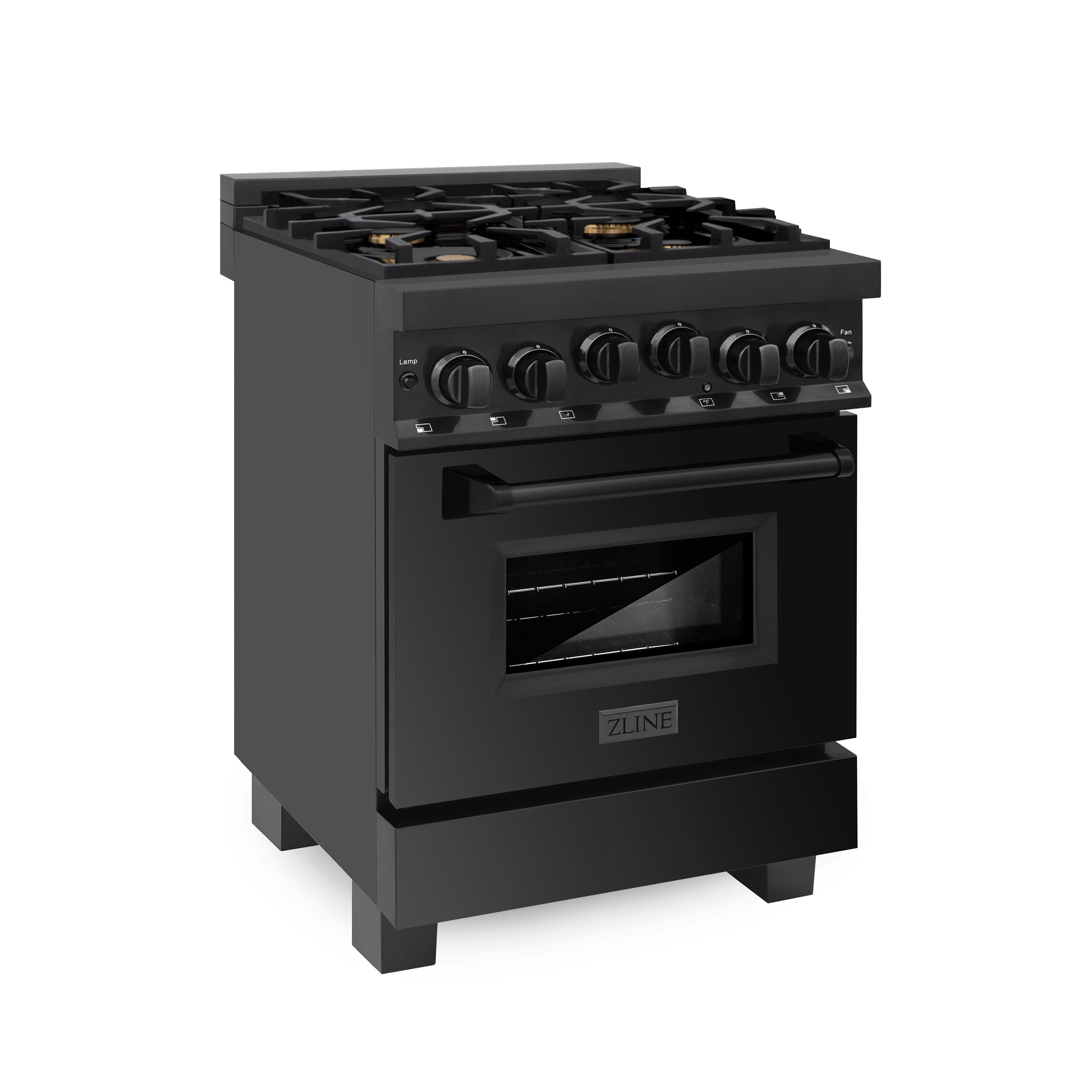 ZLINE 24" 2.8 cu. ft. Range with Gas Stove and Gas Oven in Black Stainless Steel with Brass Burners (RGB-24)