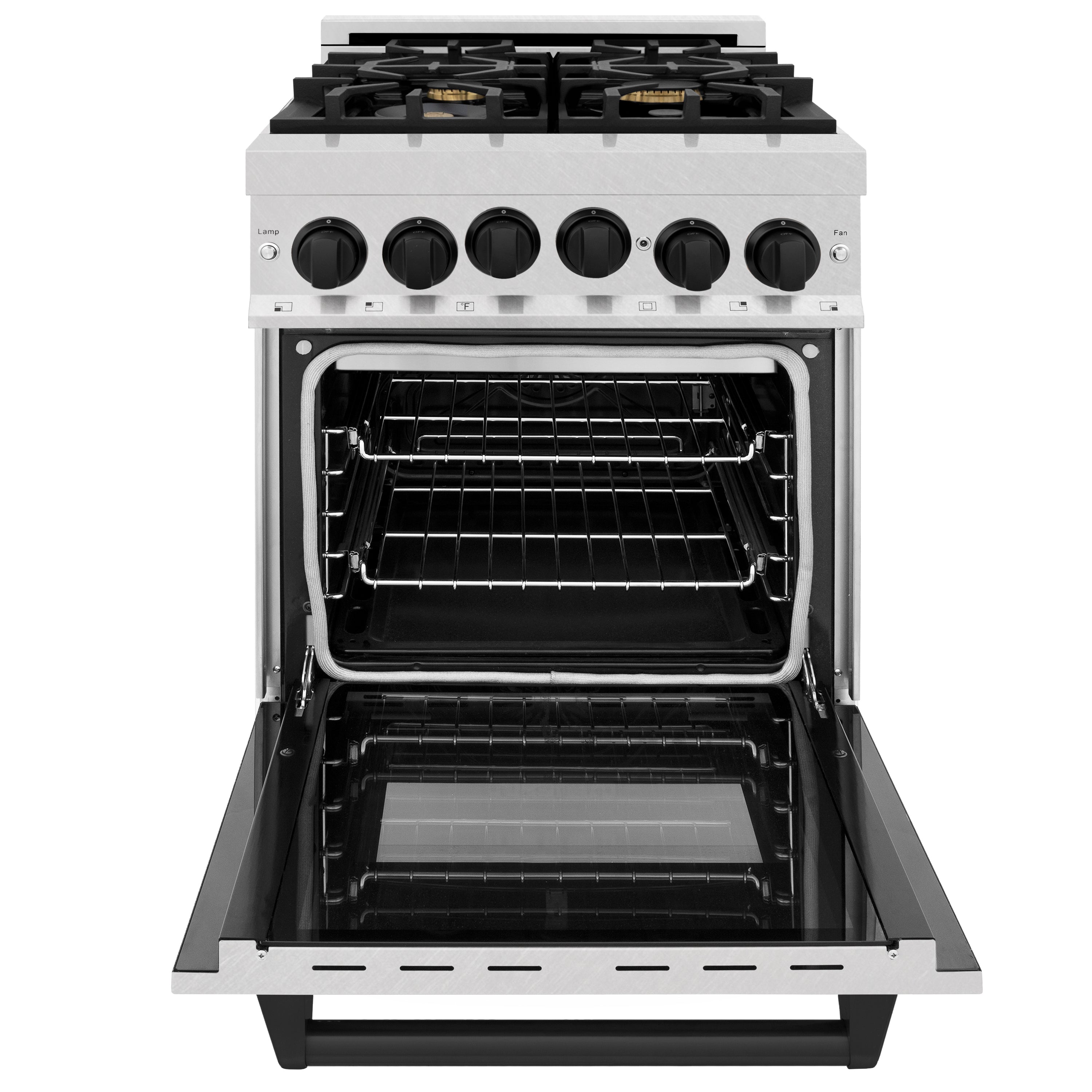 ZLINE Autograph Edition 24" 2.8 cu. ft. Range with Gas Stove and Gas Oven in Fingerprint Resistant Stainless Steel with Matte Black Accents (RGSZ-SN-24-MB)