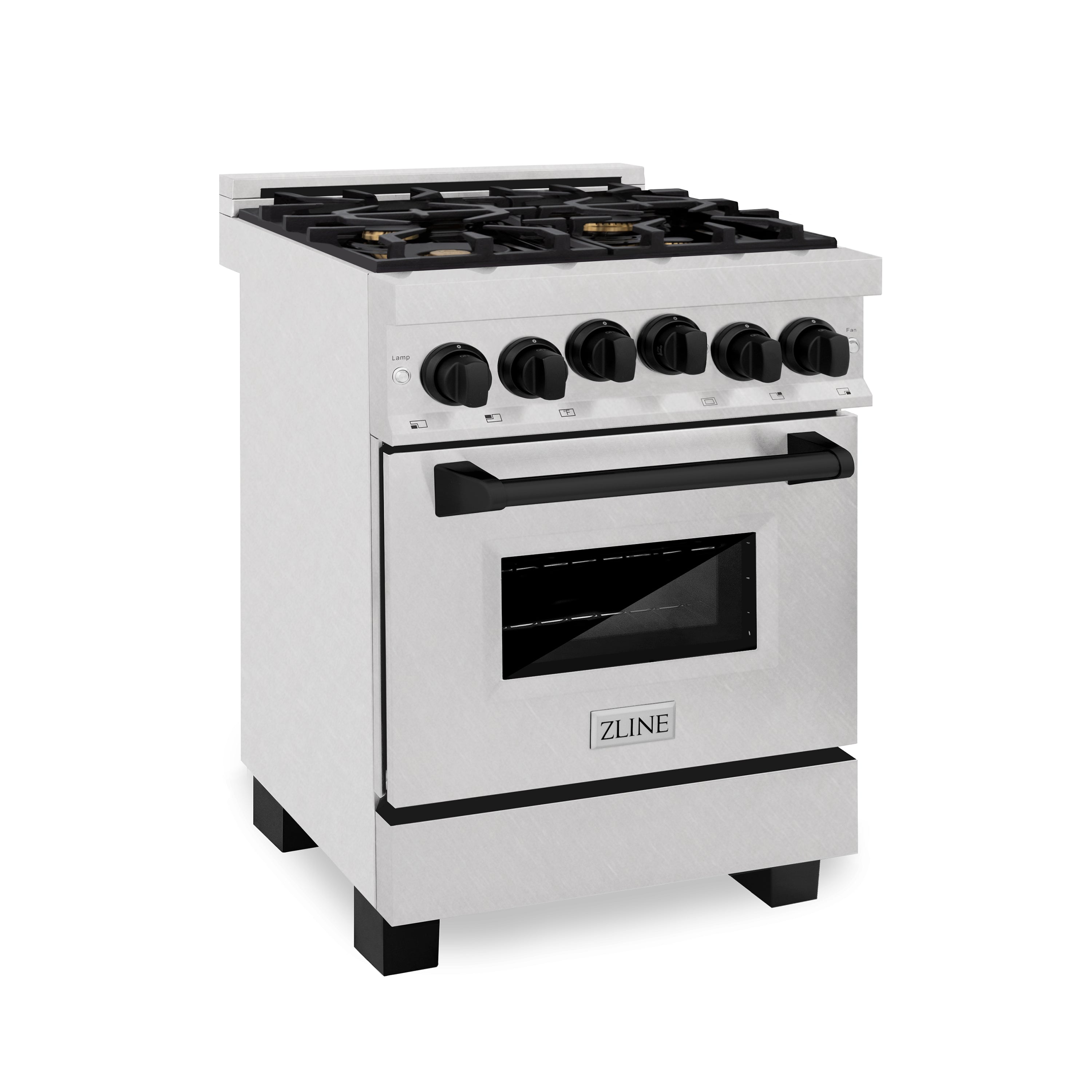 ZLINE Autograph Edition 24" 2.8 cu. ft. Range with Gas Stove and Gas Oven in Fingerprint Resistant Stainless Steel with Matte Black Accents (RGSZ-SN-24-MB)