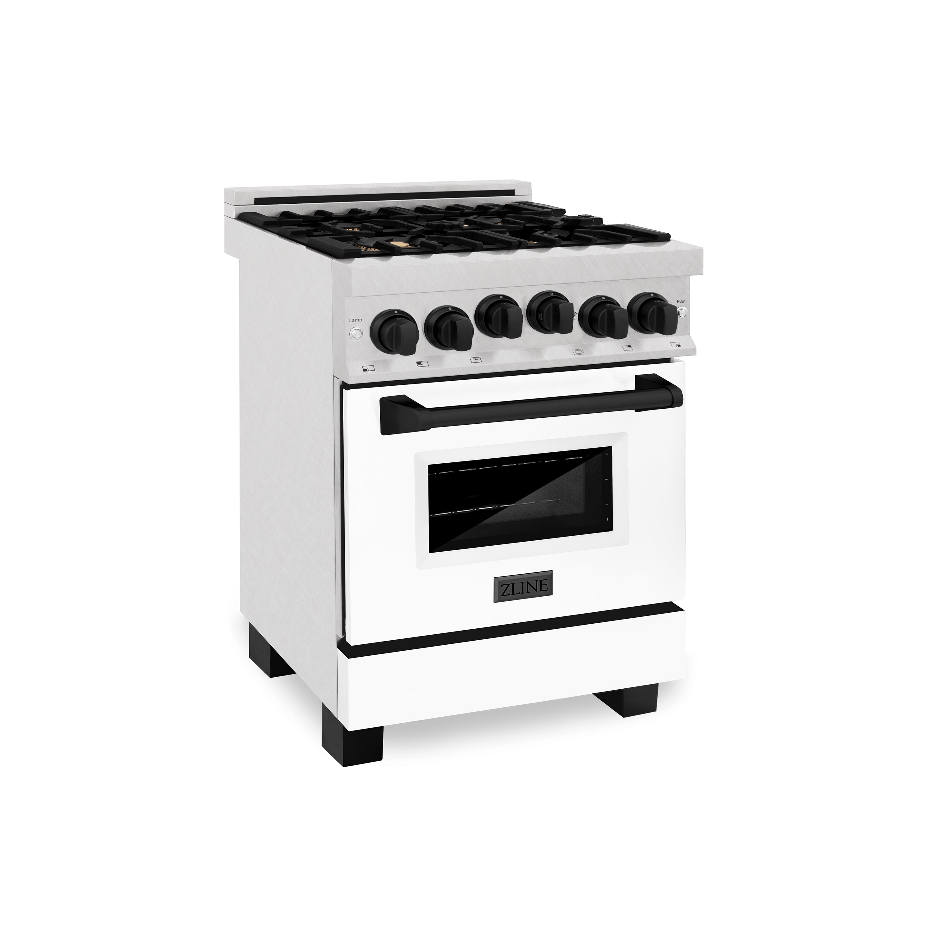 ZLINE Autograph Edition 24" 2.8 cu. ft. Range with Gas Stove and Gas Oven in Fingerprint Resistant Stainless Steel with White Matte Door and Accents (RGSZ-WM-24-MB)