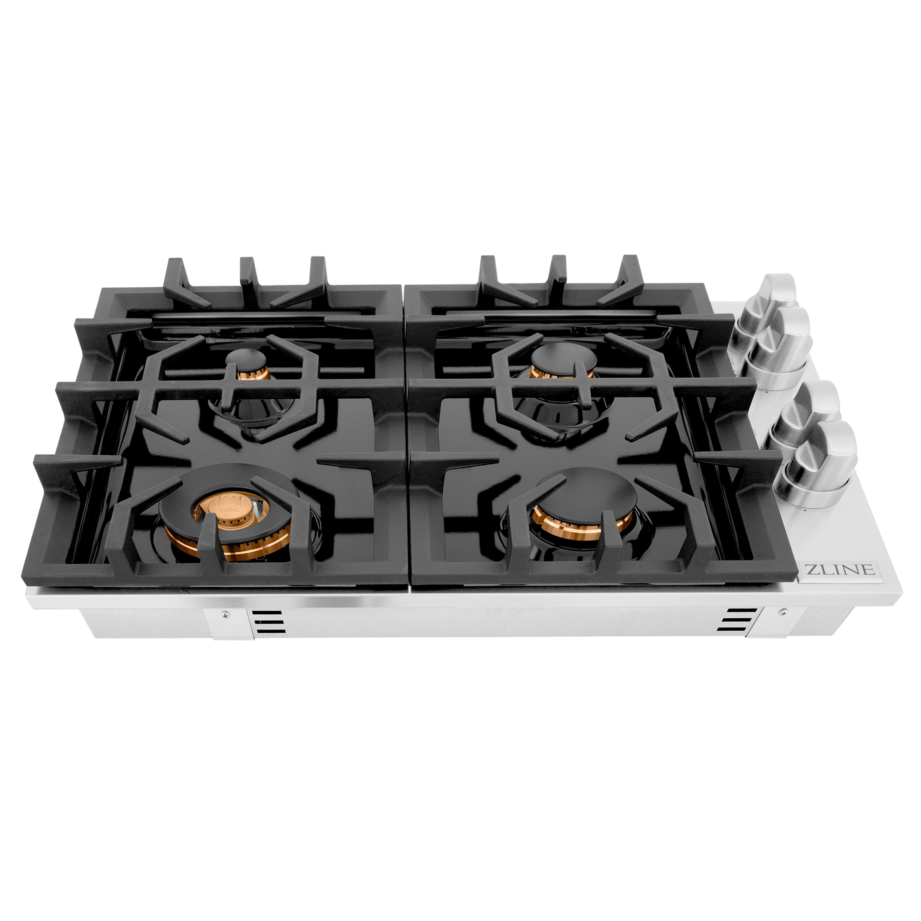 ZLINE 30" Dropin Gas Stovetop with 4 Gas Brass Burners and Black Porcelain Top (RC-BR-30-PBT)