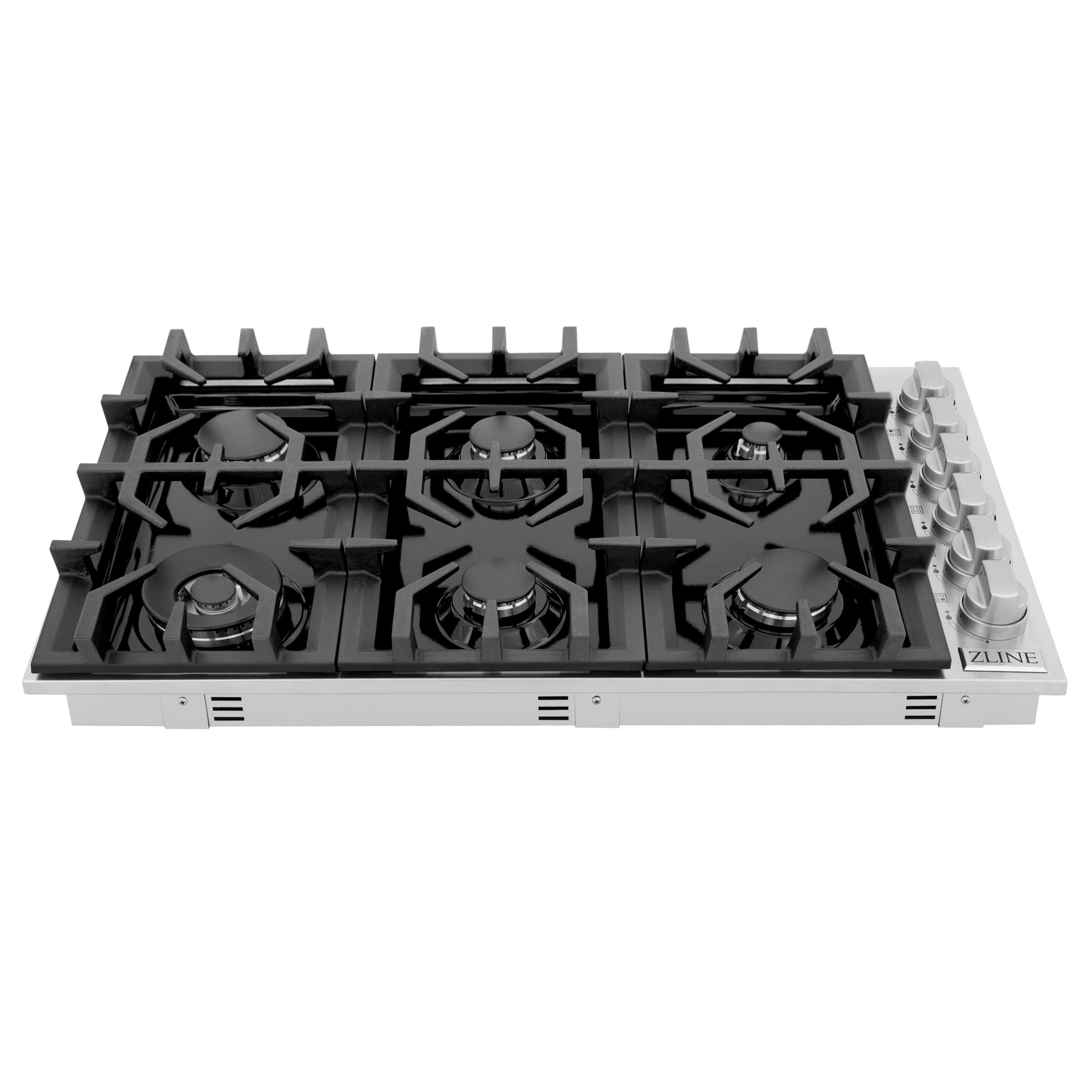 ZLINE 36" Gas Cooktop with 6 Gas Burners and Black Porcelain Top (RC36-PBT)
