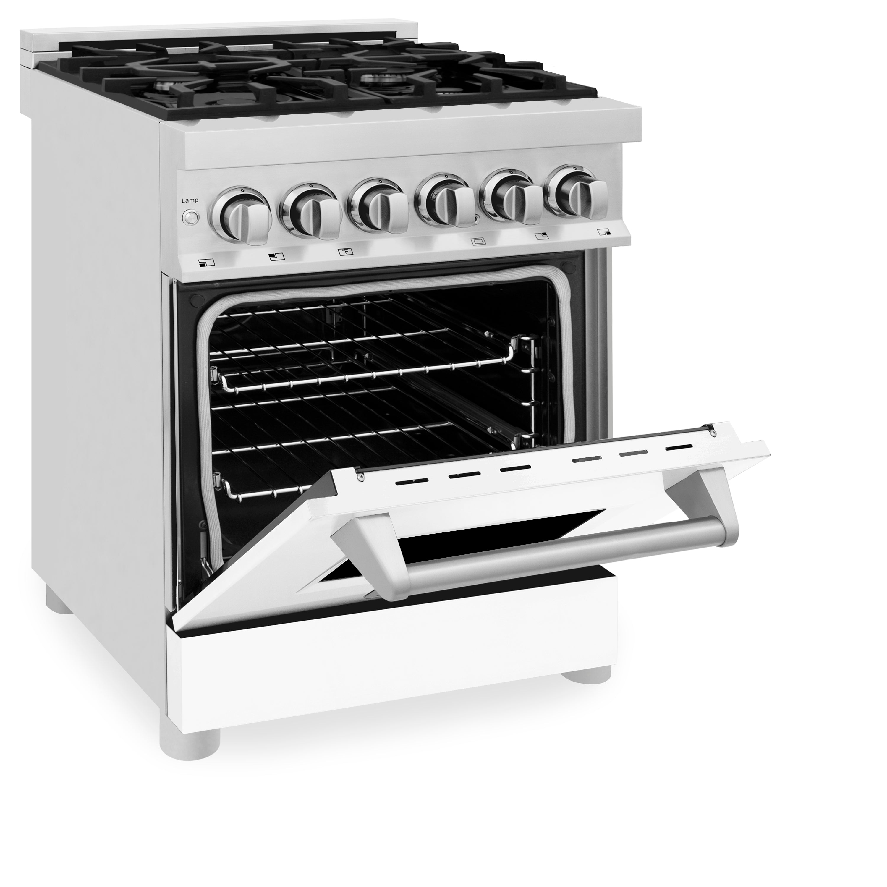 ZLINE 24" 2.8 cu. ft. Dual Fuel Range with Gas Stove and Electric Oven in Stainless Steel and White Matte Door (RA-WM-24)