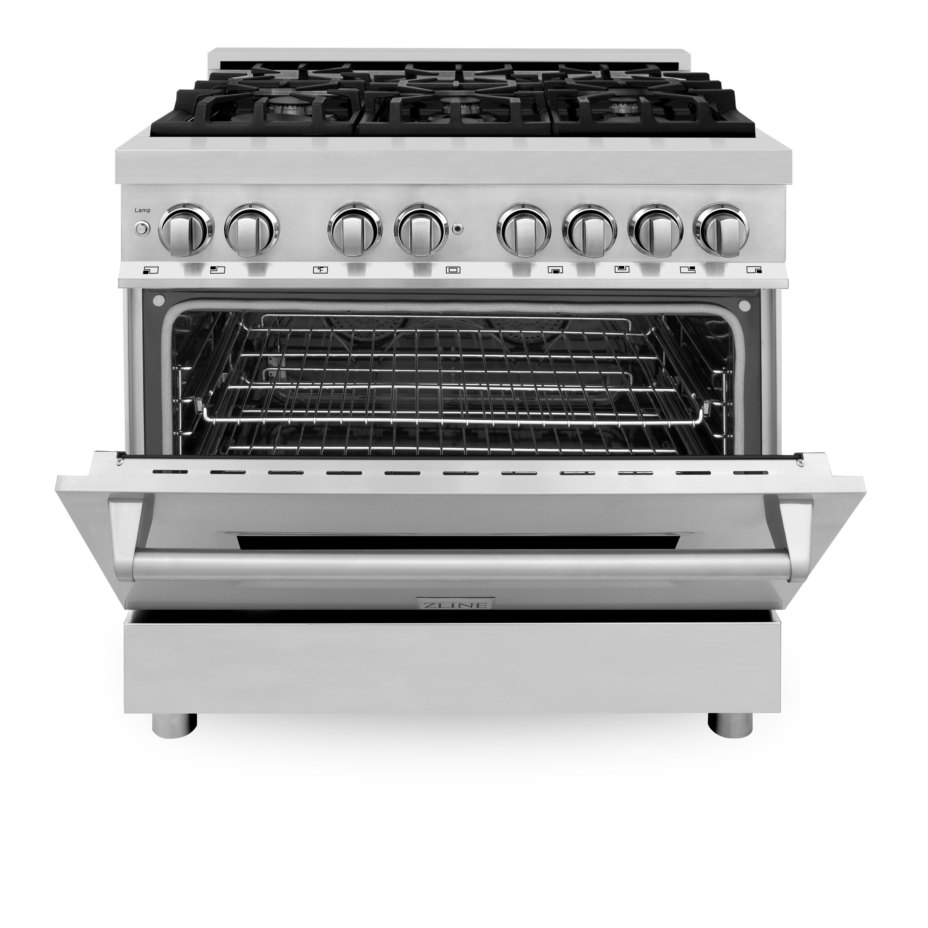 ZLINE 36" 4.6 cu. ft. Dual Fuel Range with Gas Stove and Electric Oven in Stainless Steel (RA36)