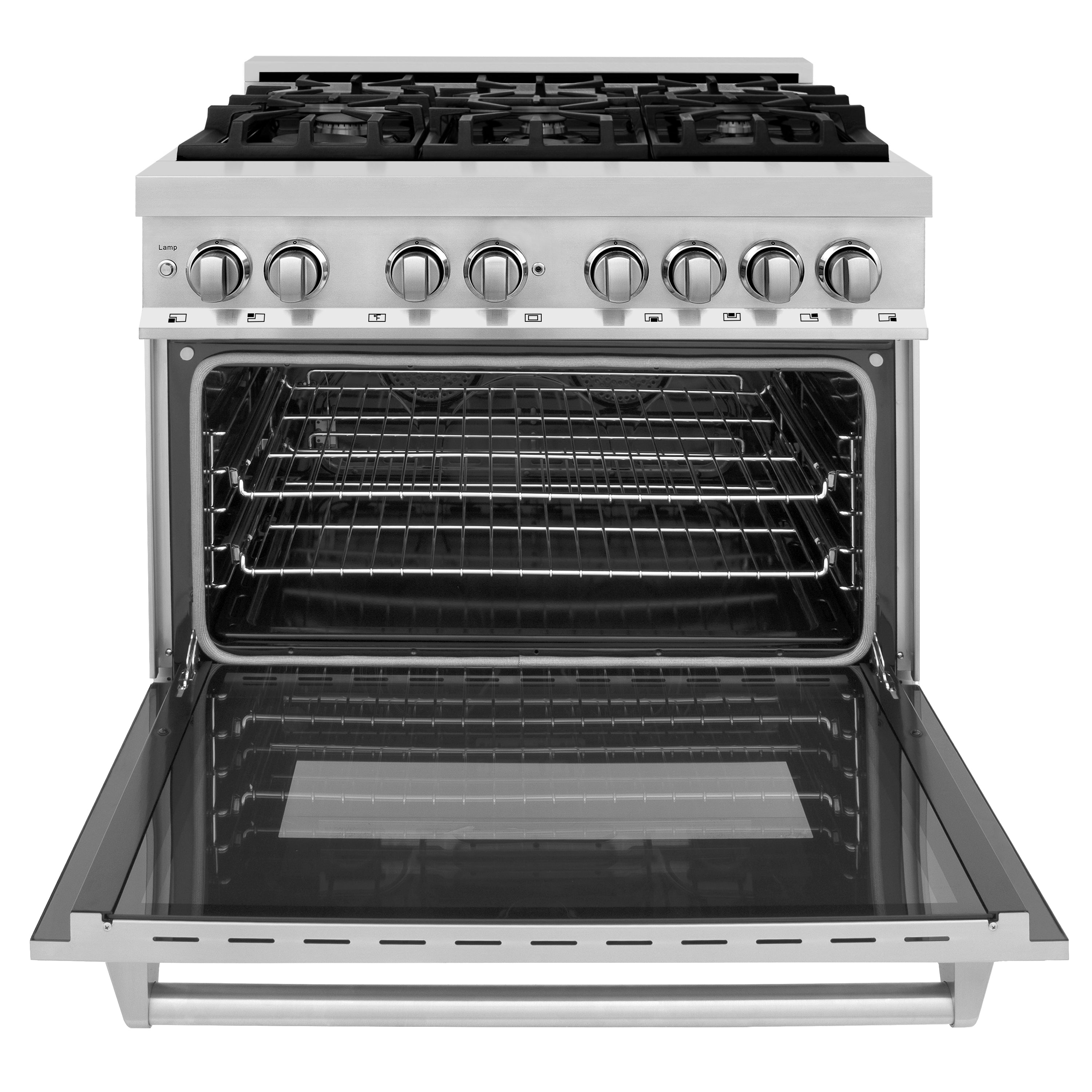 ZLINE 36" 4.6 cu. ft. Dual Fuel Range with Gas Stove and Electric Oven in Stainless Steel (RA36)
