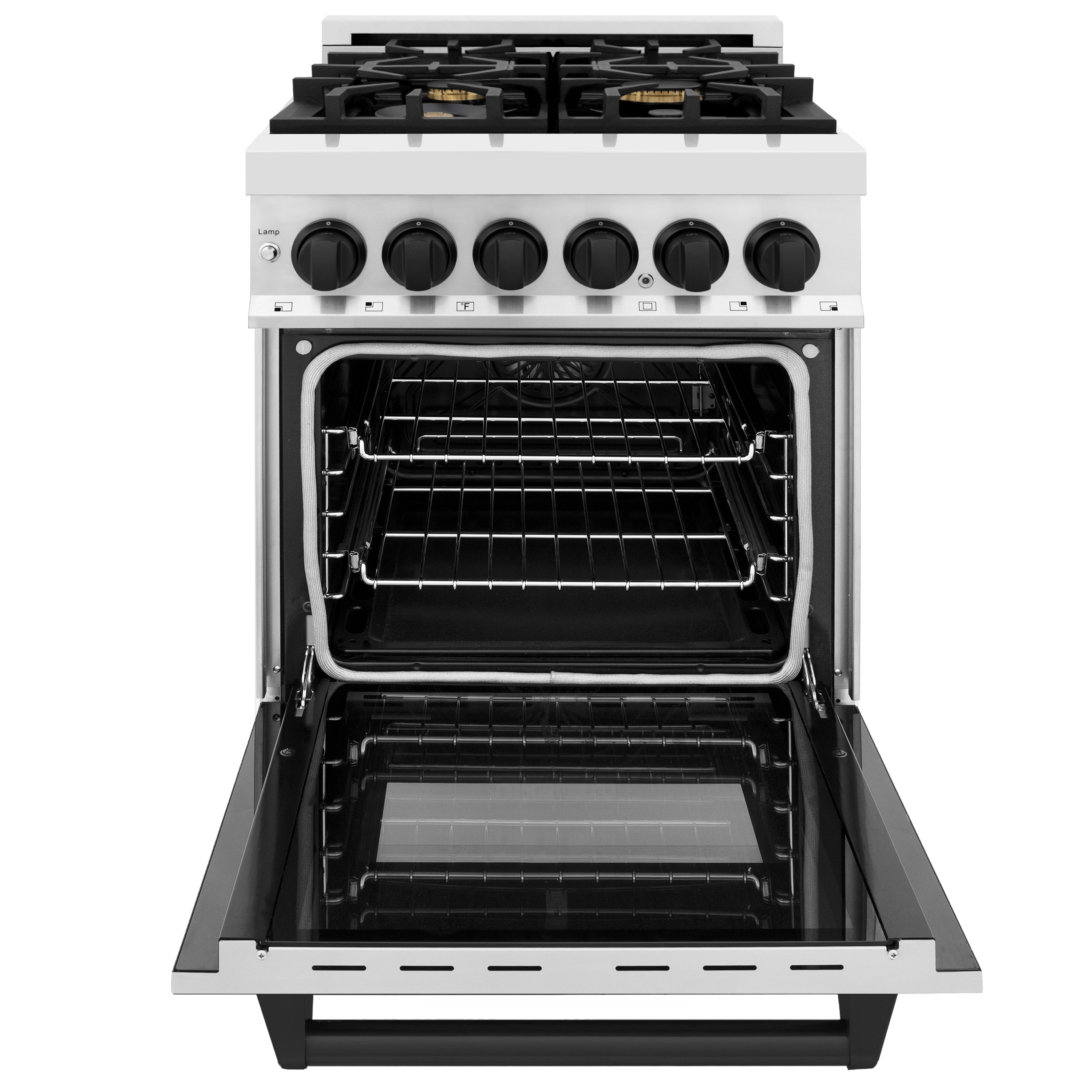 ZLINE Autograph Edition 24" 2.8 cu. ft. Dual Fuel Range with Gas Stove and Electric Oven in Stainless Steel with Matte Black Accents (RAZ-24-MB)