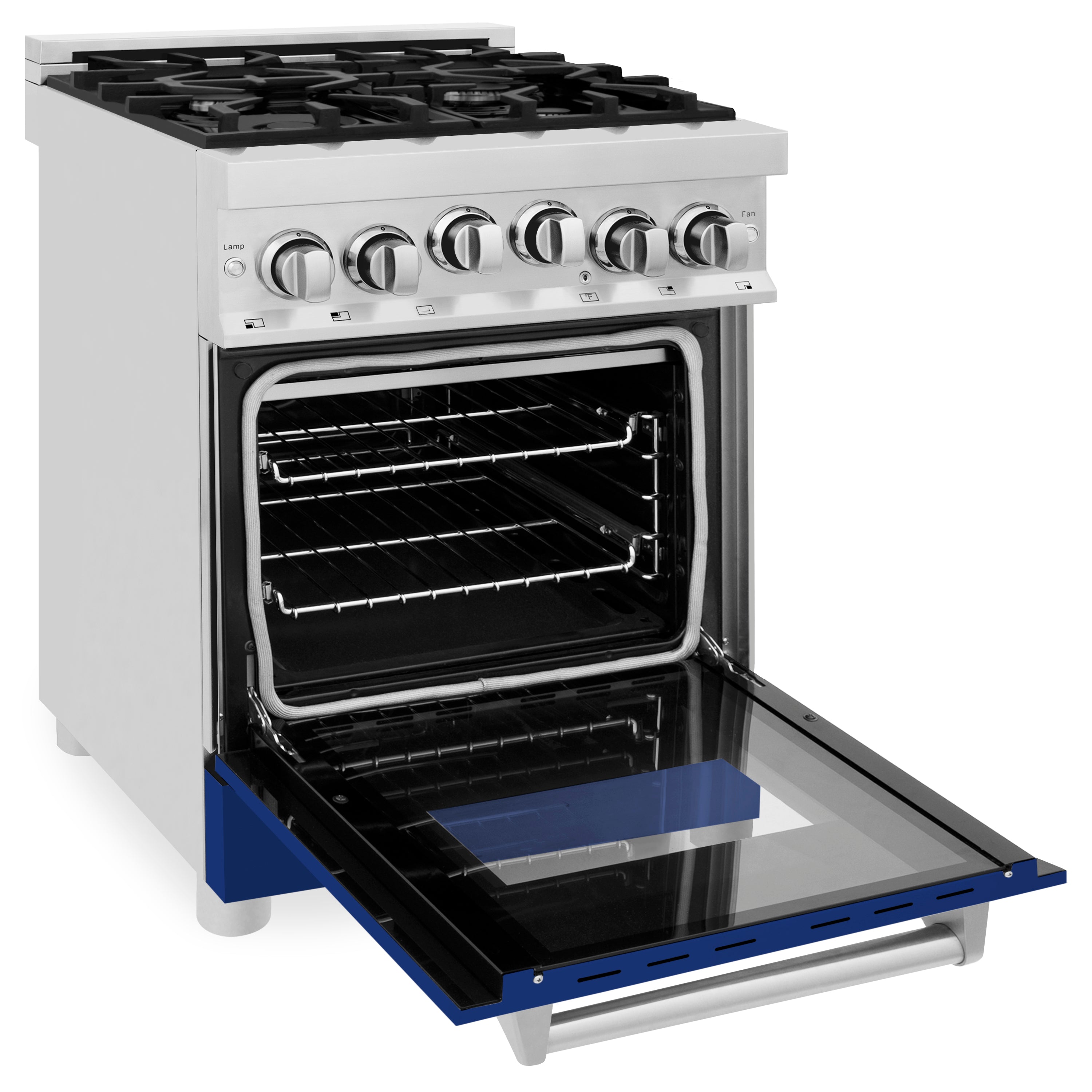 ZLINE 24" 2.8 cu. ft. Range with Gas Stove and Gas Oven in Stainless Steel and Blue Gloss Door (RG-BG-24)