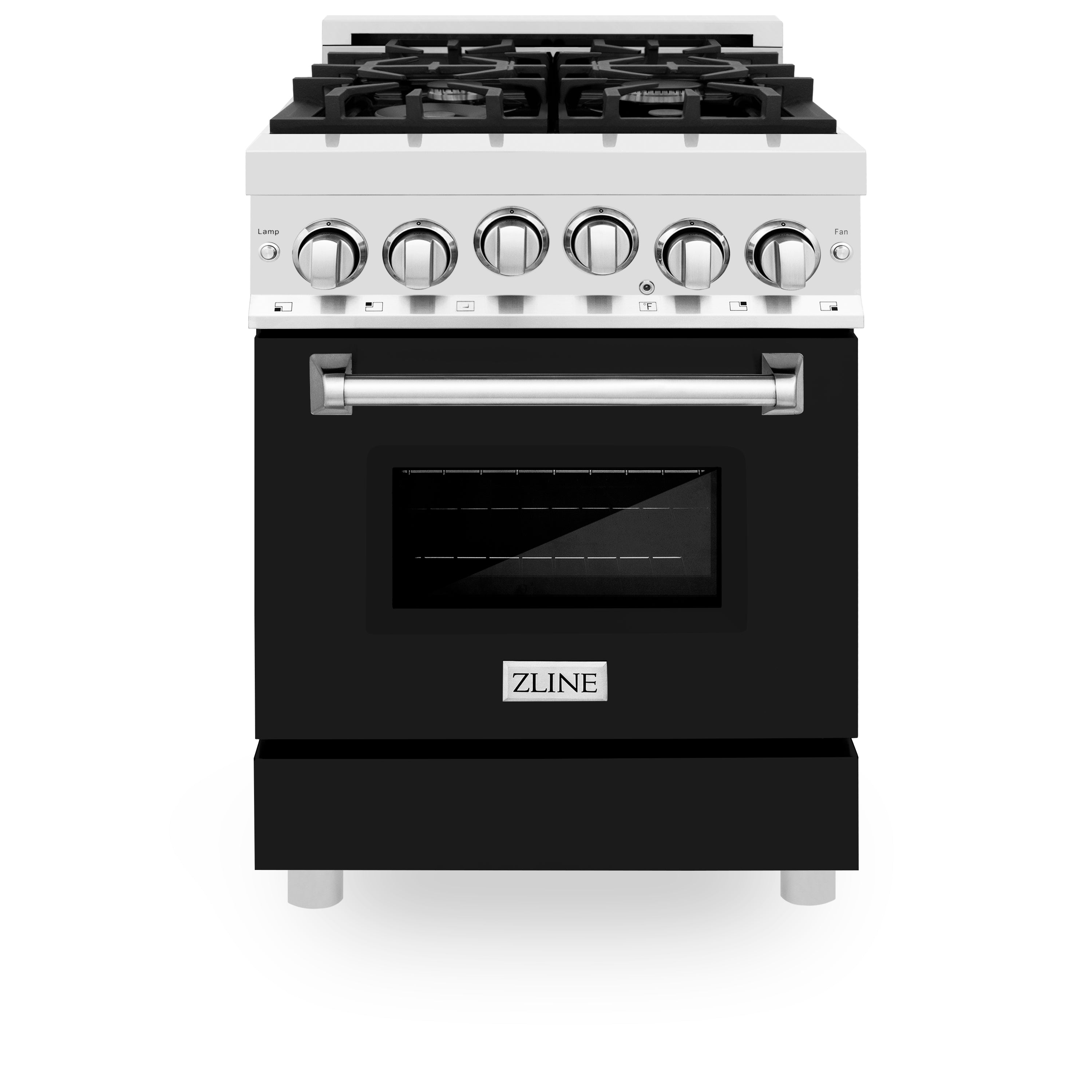 ZLINE 24" 2.8 cu. ft. Range with Gas Stove and Gas Oven in Stainless Steel and Black Matte Door (RG-BLM-24)