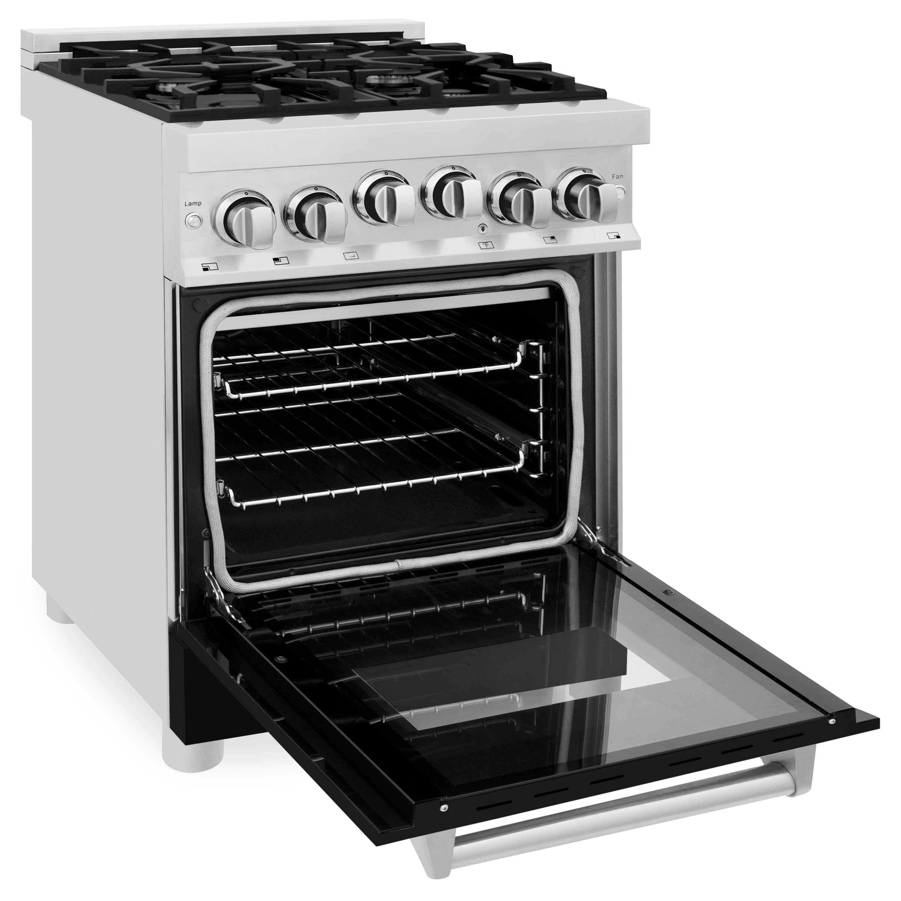 ZLINE 24" 2.8 cu. ft. Range with Gas Stove and Gas Oven in Stainless Steel and Black Matte Door (RG-BLM-24)