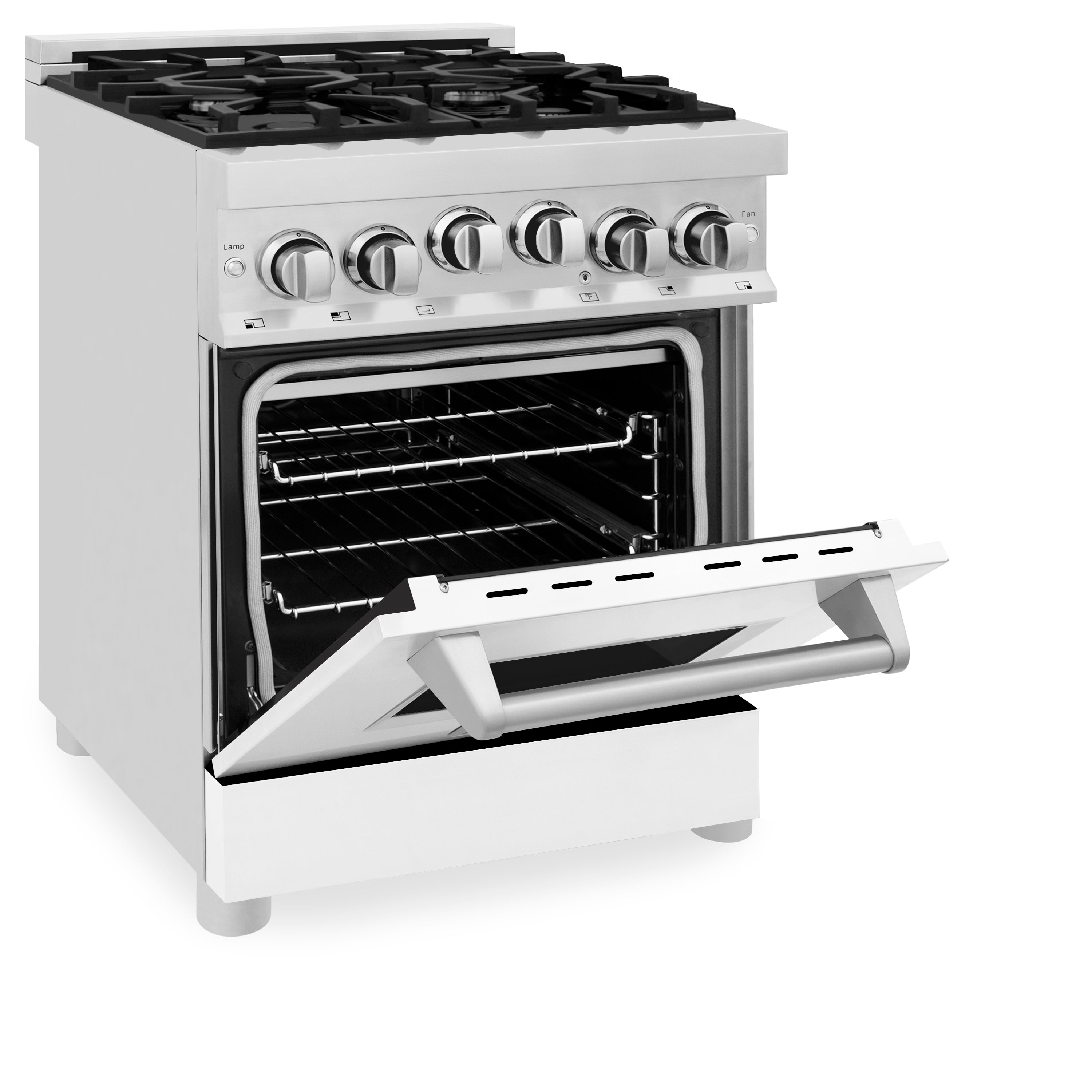 ZLINE 24" 2.8 cu. ft. Range with Gas Stove and Gas Oven in Stainless Steel and White Matte Door (RG-WM-24)