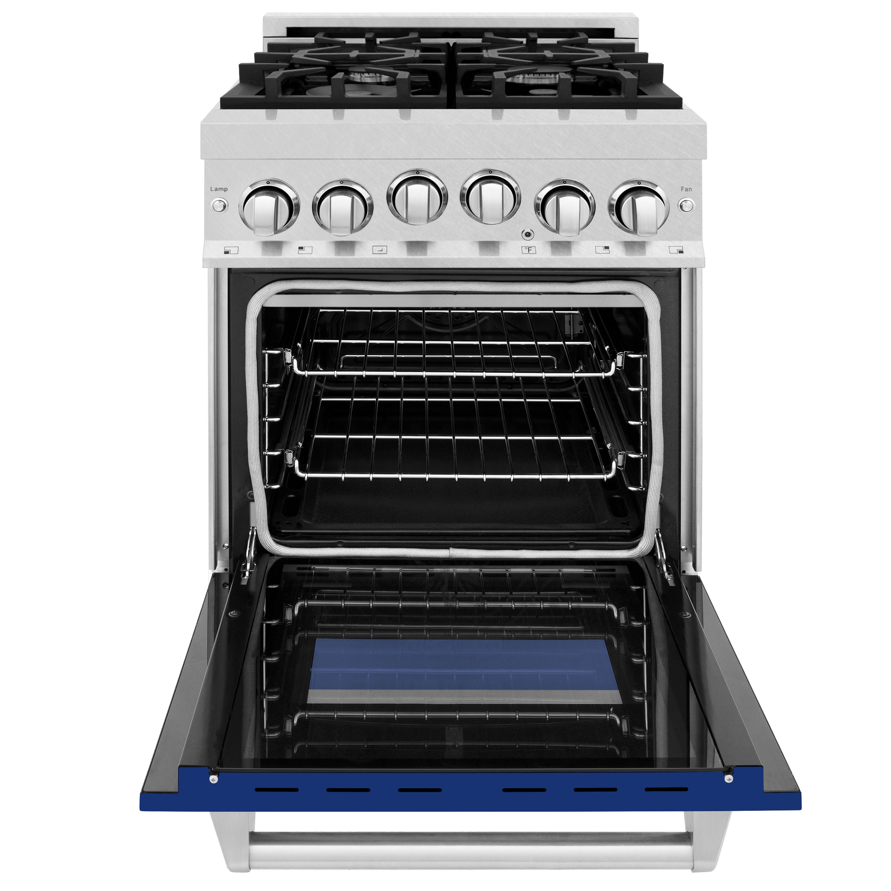 ZLINE 24" 2.8 cu. ft. Range with Gas Stove and Gas Oven in Fingerprint Resistant Stainless Steel and Blue Gloss Door (RGS-BG-24)