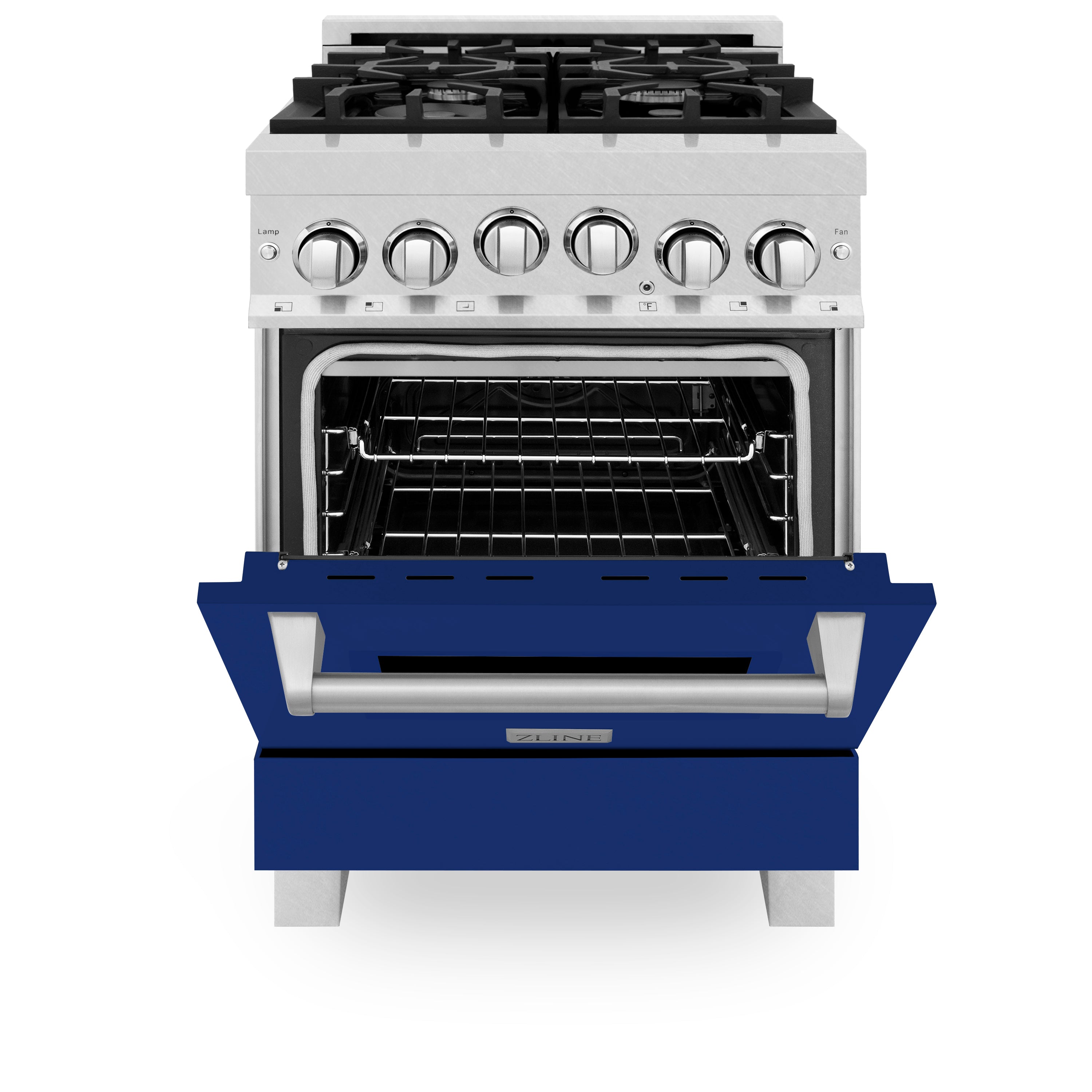 ZLINE 24" 2.8 cu. ft. Range with Gas Stove and Gas Oven in Fingerprint Resistant Stainless Steel and Blue Matte Door (RGS-BM-24)