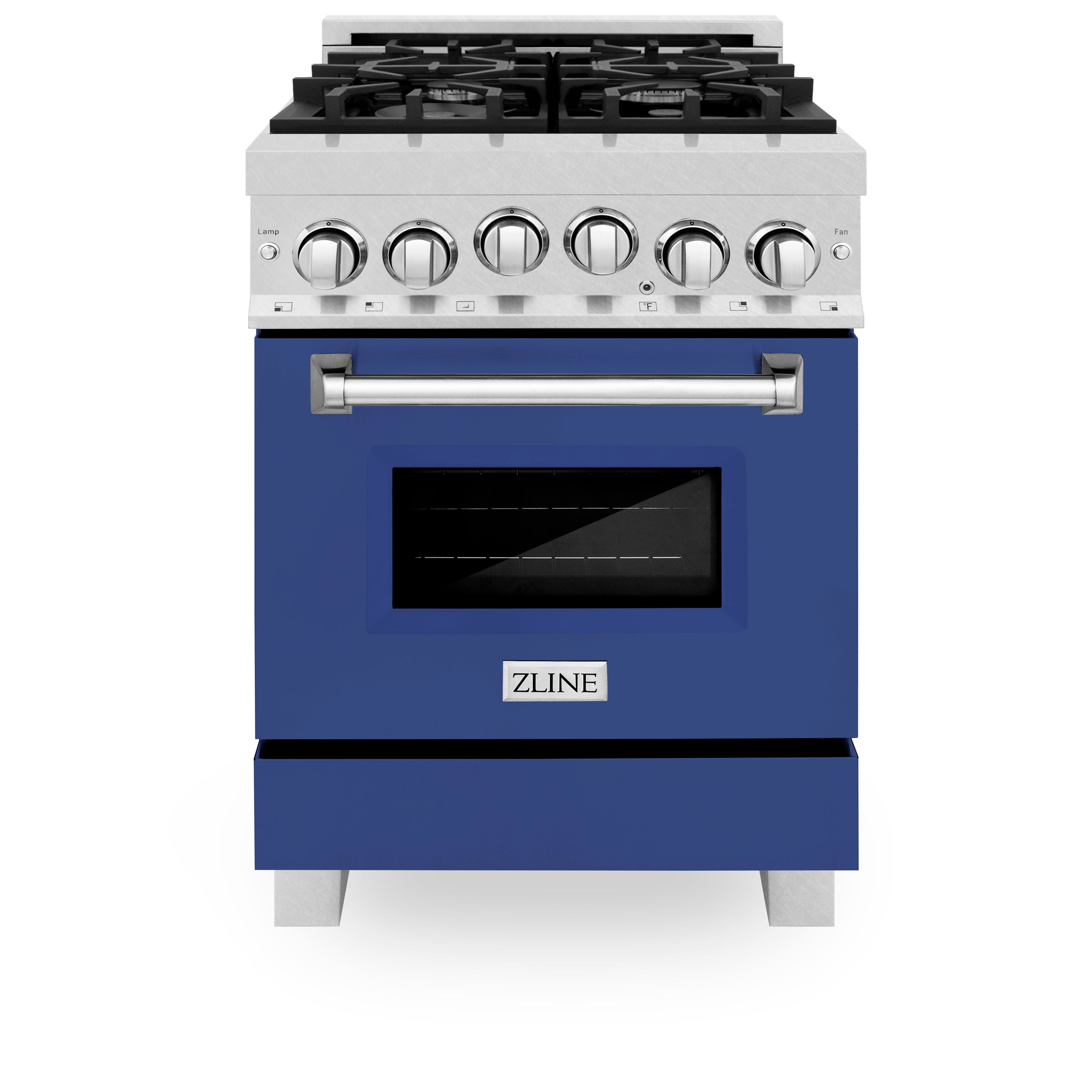 ZLINE 24" 2.8 cu. ft. Range with Gas Stove and Gas Oven in Fingerprint Resistant Stainless Steel and Blue Matte Door (RGS-BM-24)