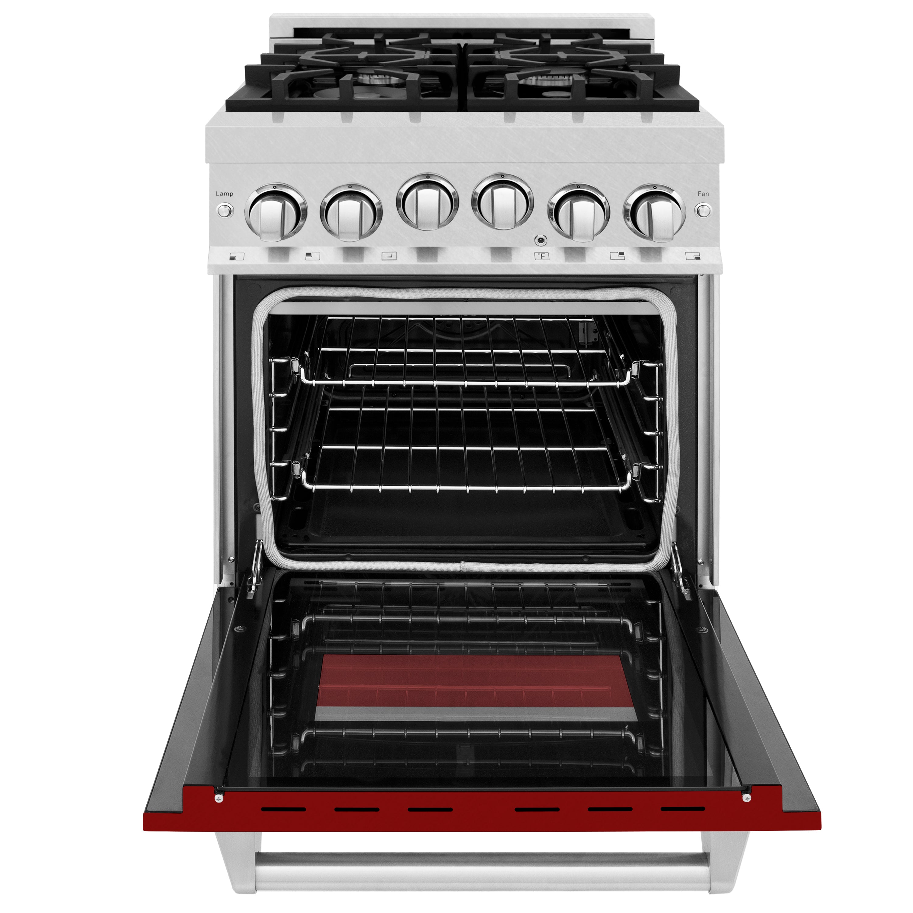ZLINE 24" 2.8 cu. ft. Range with Gas Stove and Gas Oven in Fingerprint Resistant Stainless Steel and Red Gloss Door (RGS-RG-24)