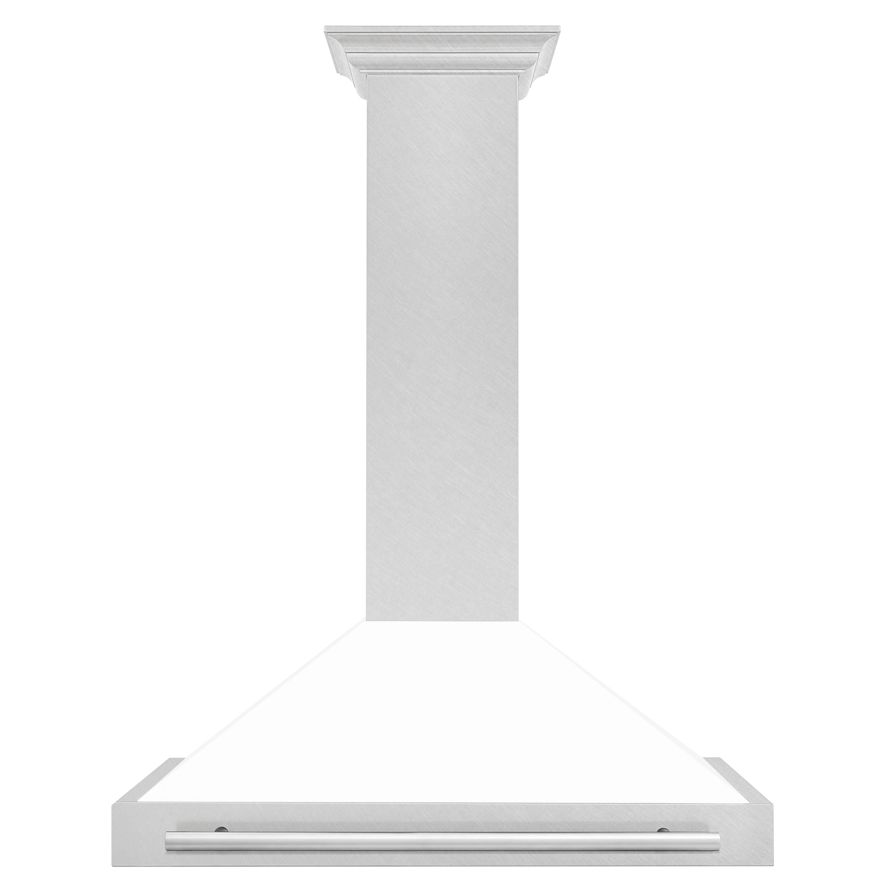 ZLINE 36" Fingerprint Resistant Stainless Steel Range Hood with White Matte Shell and Stainless Steel Handle