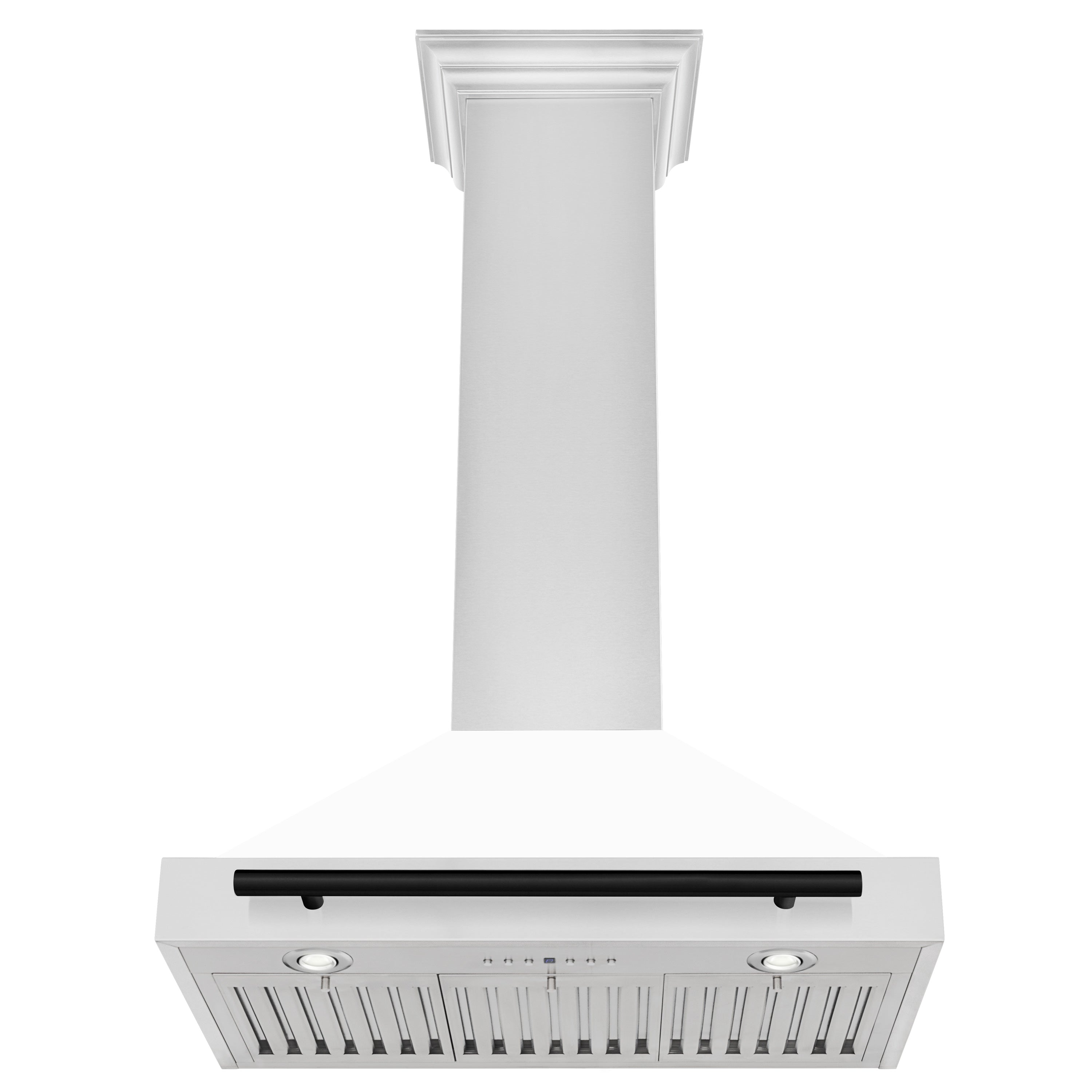 ZLINE 30" Autograph Edition Stainless Steel Range Hood with White Matte Shell and Matte Black Accents (KB4STZ-WM30-MB)