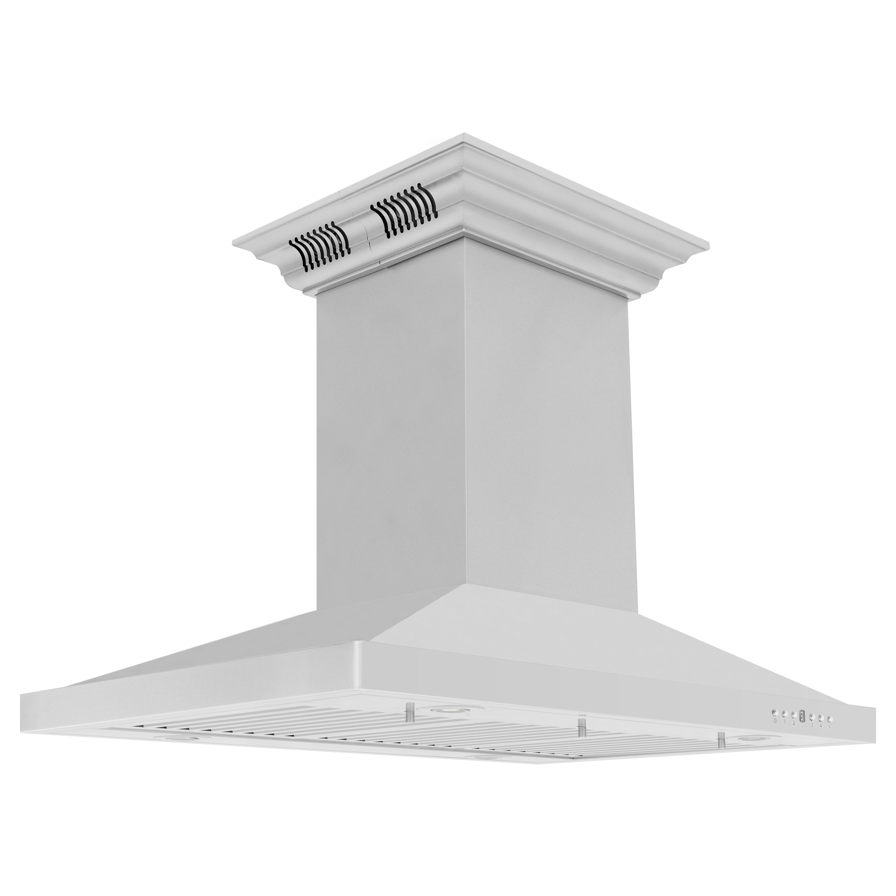 48" ZLINE CrownSound‚ Ducted Vent Island Mount Range Hood in Stainless Steel with Built-in Bluetooth Speakers (GL2iCRN-BT-48)