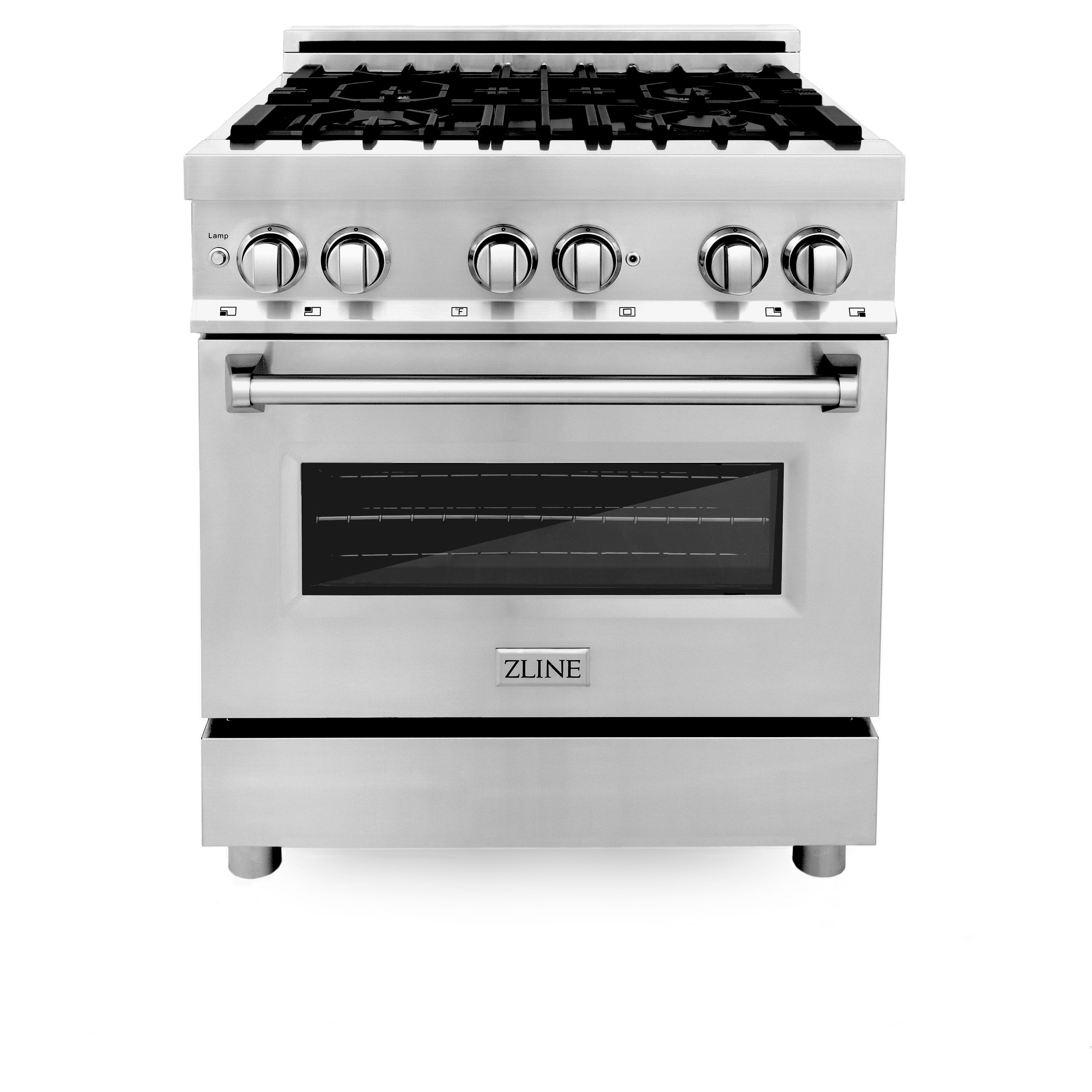 ZLINE 30" 4.0 cu. ft. Electric Oven and Gas Cooktop Dual Fuel Range with Griddle in Stainless Steel (RA-GR-30)