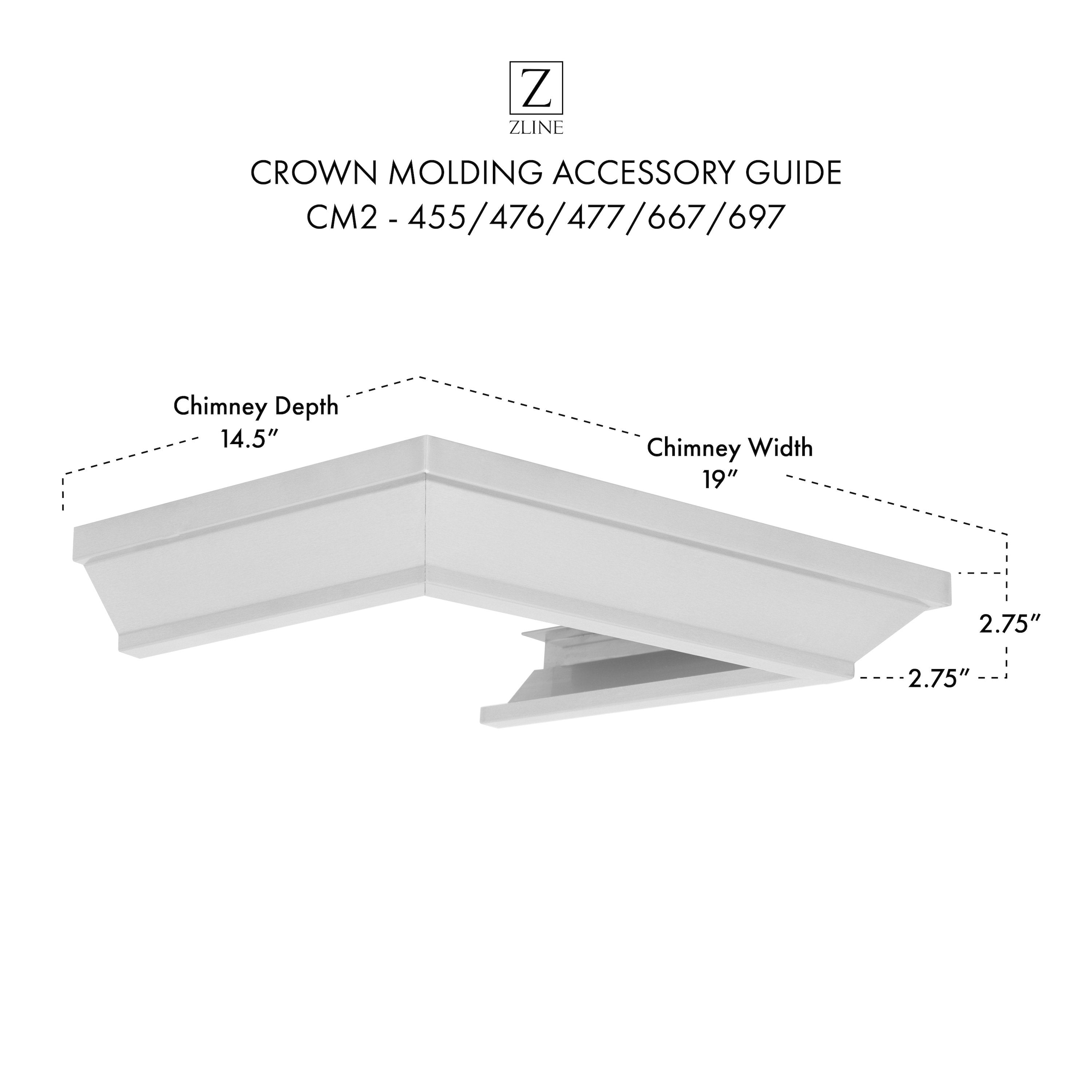 ZLINE Crown Molding Profile 2 for Wall Mount Range Hood (CM2-455/476/477/667/697)