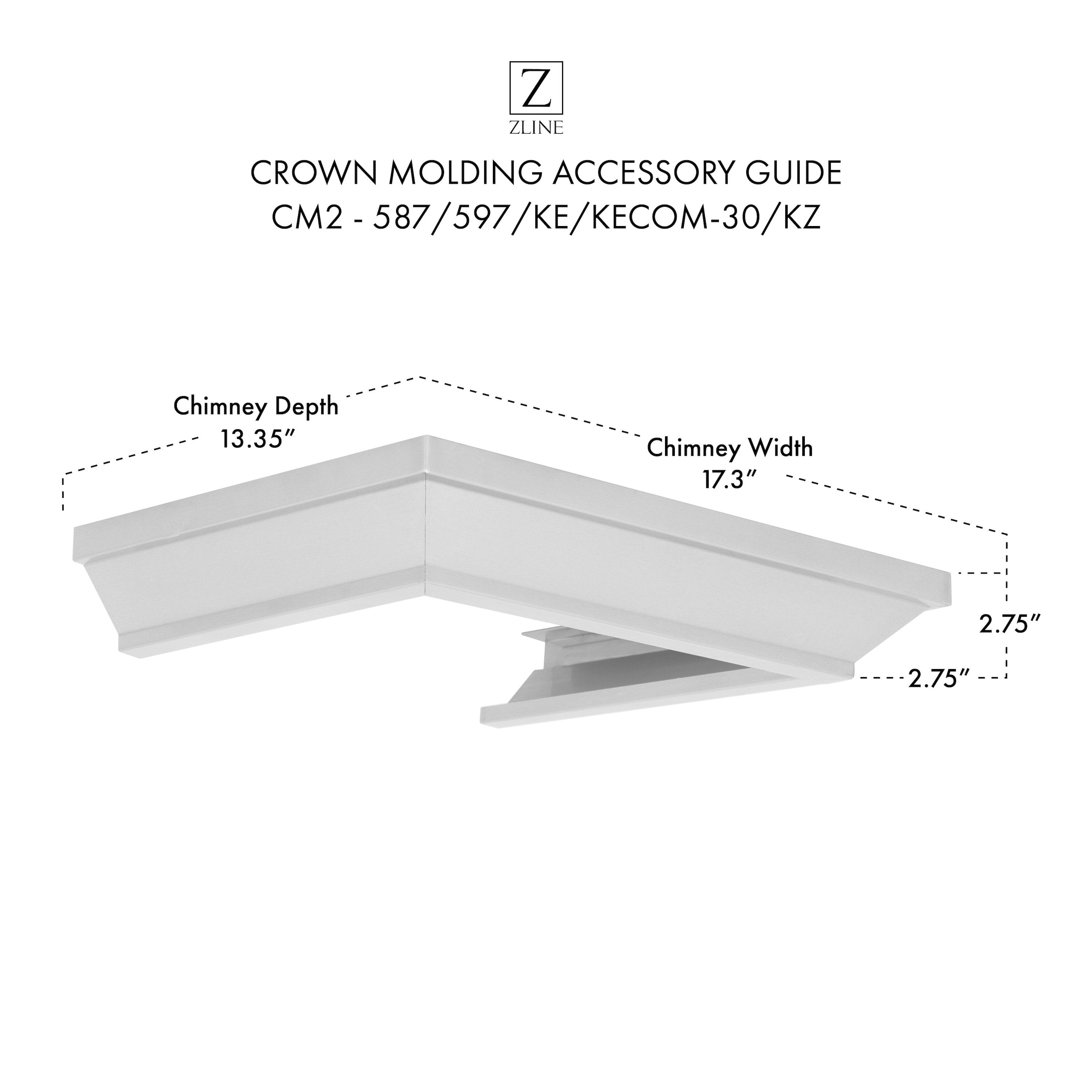 ZLINE Crown Molding Profile 2 for Wall Mount Range Hood (CM2-587/597/KE/KECOM-30/KZ)