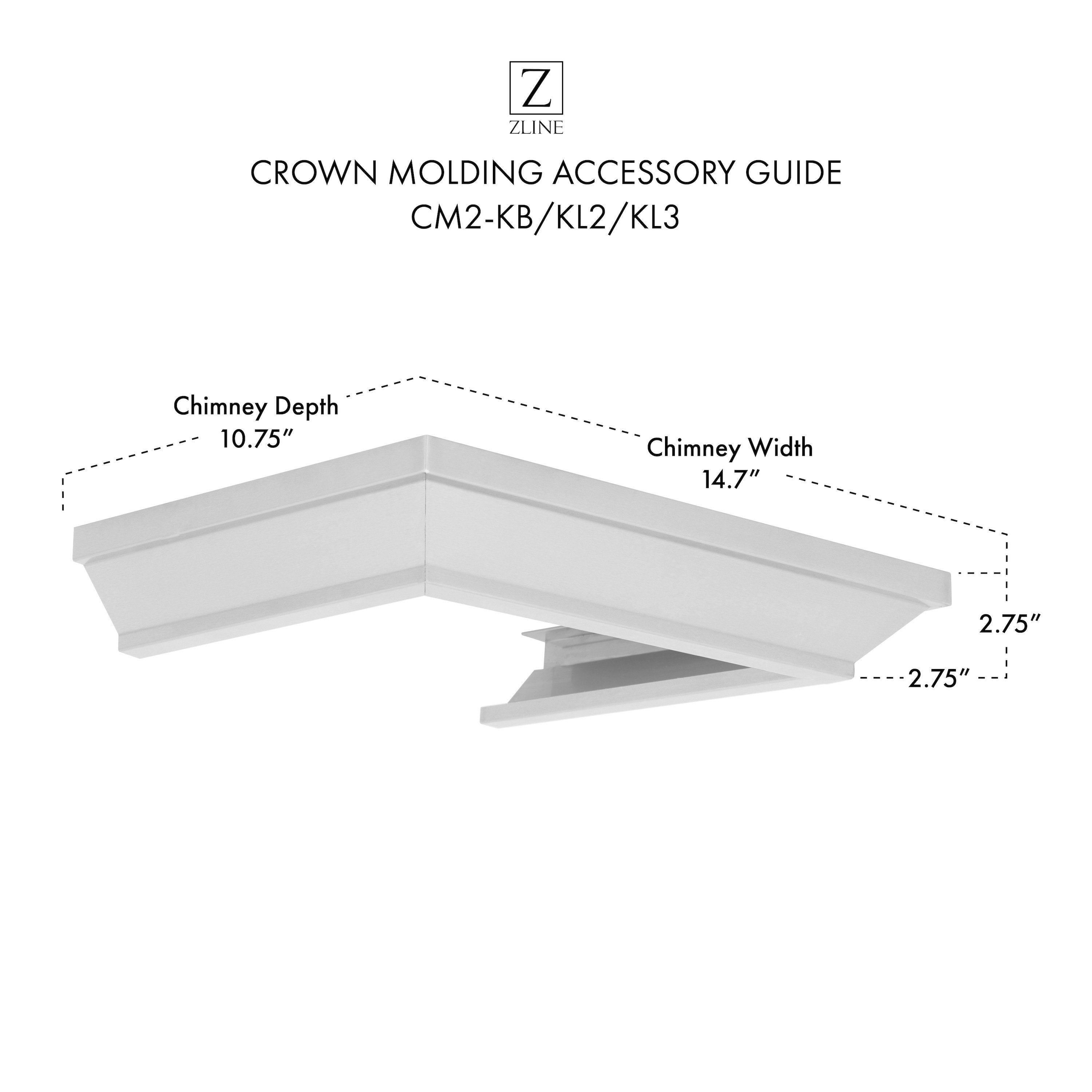 ZLINE Crown Molding Profile 2 for Wall Mount Range Hood (CM2-KB/KL2/KL3)