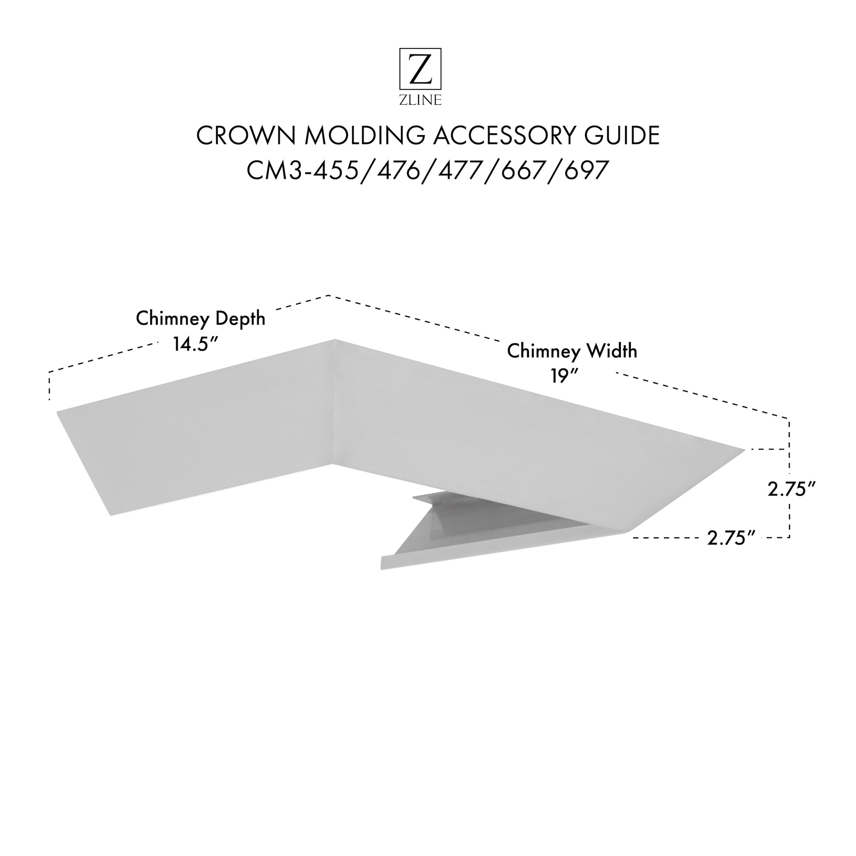 ZLINE Crown Molding #3 For Wall Range Hood (CM3-455/476/477/667/697)