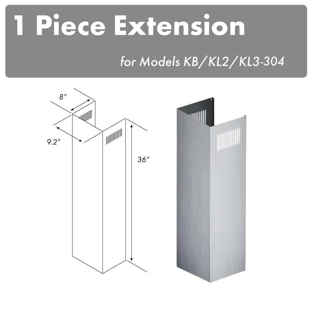 ZLINE Kitchen and Bath, ZLINE 1-36" Chimney Extension for 9 ft. to 10 ft. Ceilings (1PCEXT-KB/KL2/KL3-304), 1PCEXT-KB/KL2/KL3-304,