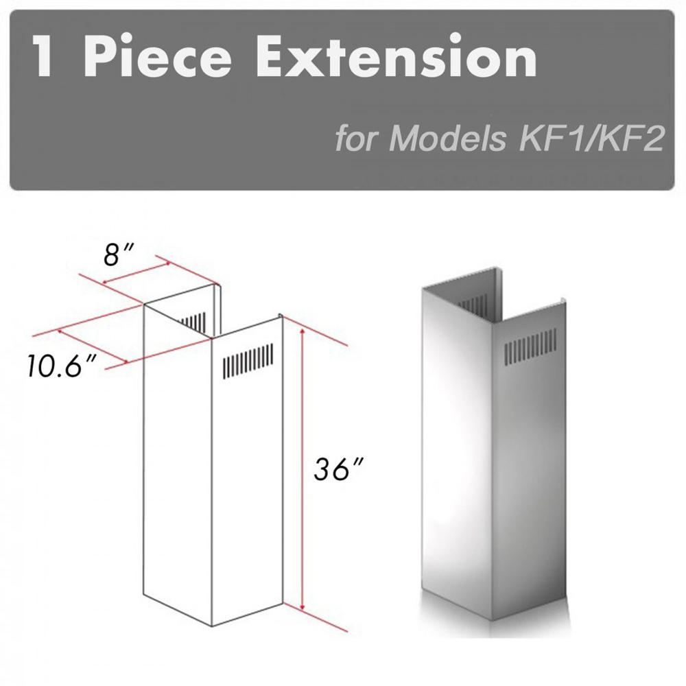 ZLINE Kitchen and Bath, ZLINE 1-36" Chimney Extension for 9 ft. to 10 ft. Ceilings (1PCEXT-KF1/KF2), 1PCEXT-KF1,