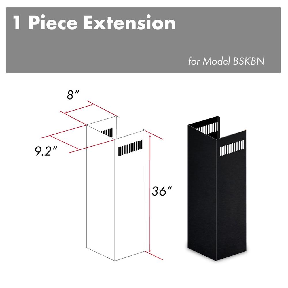 ZLINE Kitchen and Bath, ZLINE 1-36" Chimney Extension for 9 ft. to 10 ft. Ceilings in Black Stainless (1PCEXT-BSKBN), 1PCEXT-BSKBN,