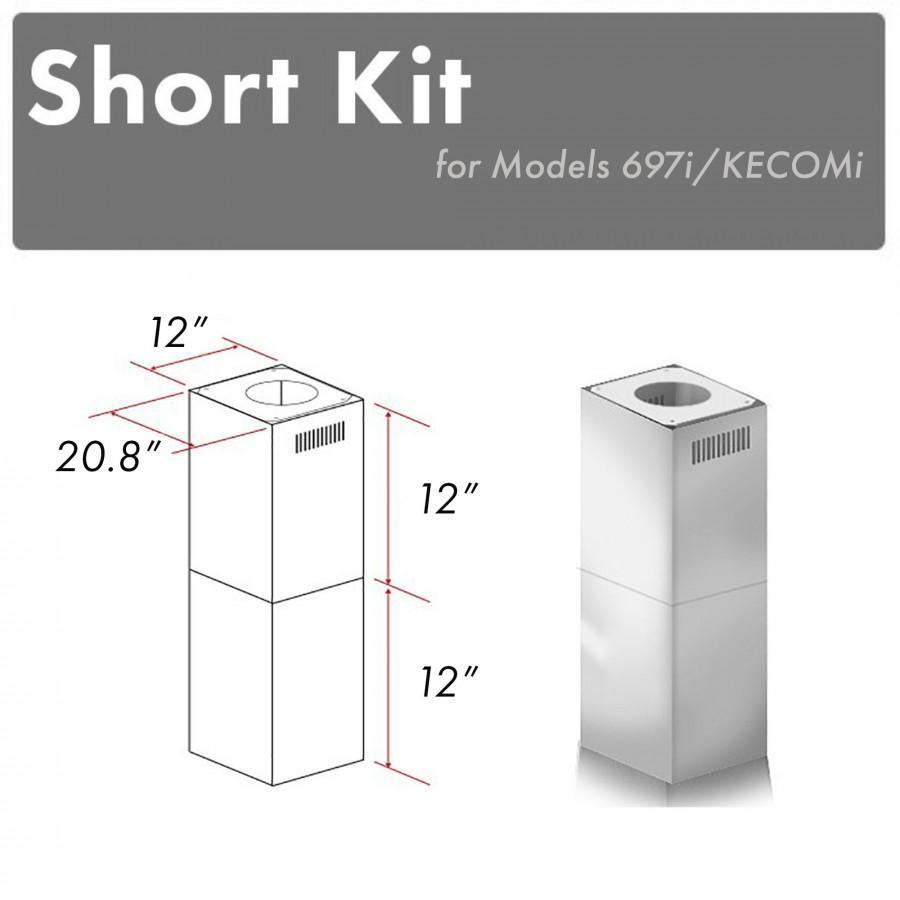 ZLINE Kitchen and Bath, ZLINE 2-12" Short Chimney Pieces for 7 ft. to 8 ft. Ceilings (SK-697i/KECOMi), SK-697i/KECOMi,
