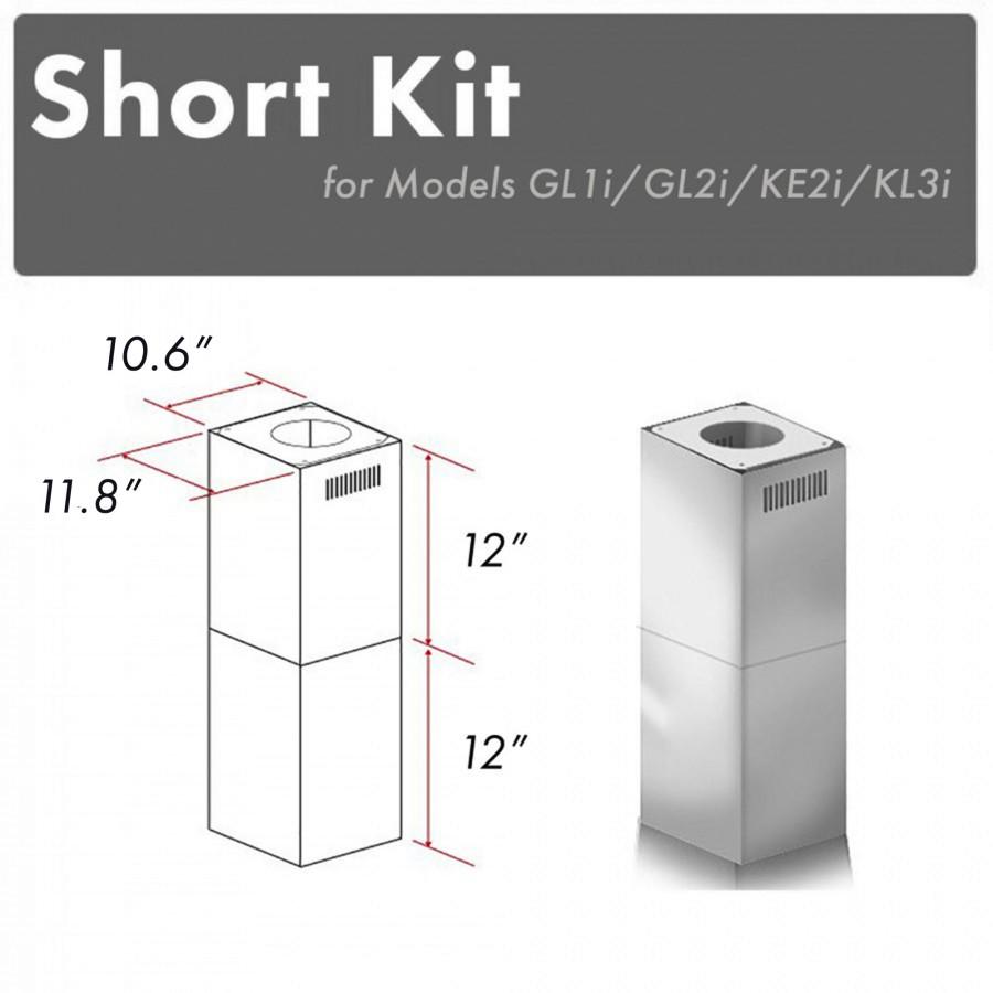 ZLINE Kitchen and Bath, ZLINE 2-12" Short Chimney Pieces for 7 ft. to 8 ft. Ceilings (SK-GL1i/GL2i/KE2i/KL3i), SK-GL1i/GL2i/KE2i/KL3i,