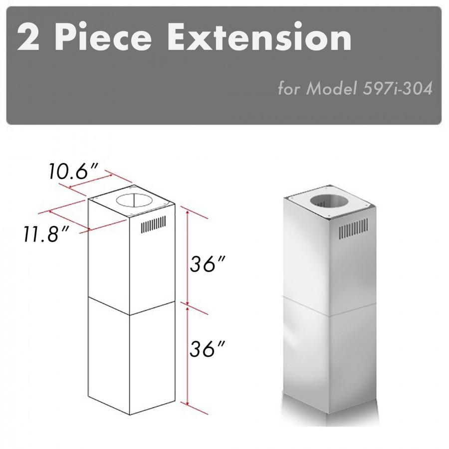 ZLINE Kitchen and Bath, ZLINE 2-36" Chimney Extensions for 10 ft. to 12 ft. Ceilings (2PCEXT-597i-304), 2PCEXT-597i-304,