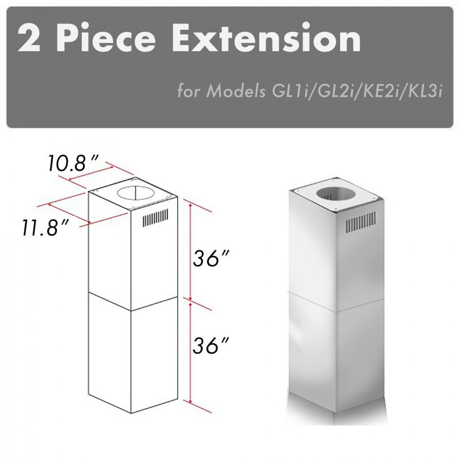 ZLINE Kitchen and Bath, ZLINE 2-36" Chimney Extensions for 10 ft. to 12 ft. Ceilings (2PCEXT-GL1i/GL2i/KE2i/KL3i), 2PCEXT-GL1i/GL2i/KE2i/KL3i,