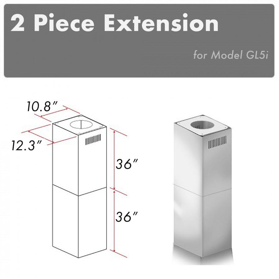 ZLINE Kitchen and Bath, ZLINE 2-36" Chimney Extensions for 10 ft. to 12 ft. Ceilings (2PCEXT-GL5i), 2PCEXT-GL5i,