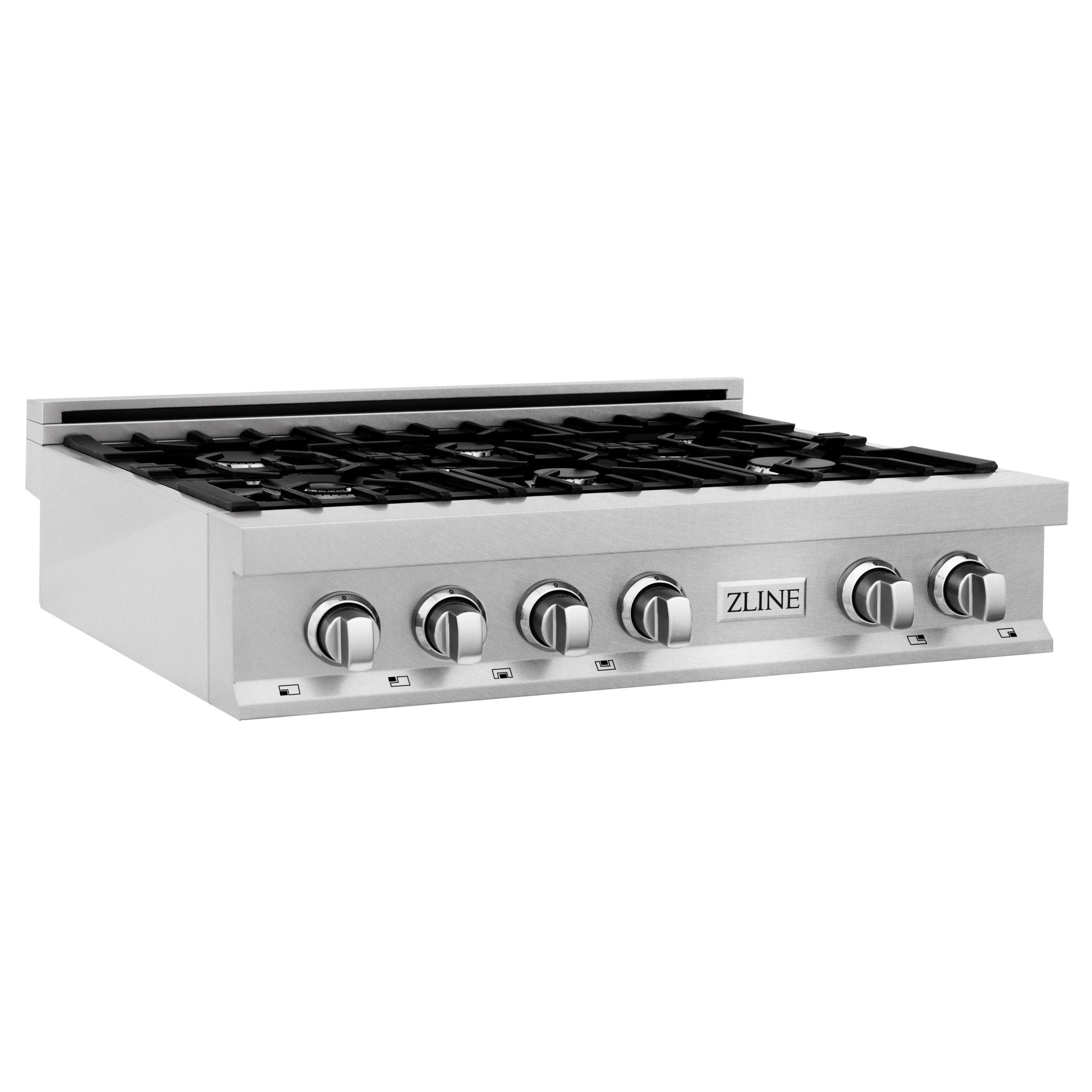 ZLINE 36" Porcelain Rangetop in DuraSnow® Stainless Steel with 6 Gas Burners (RTS-36) Available with Brass Burners - Rustic Kitchen & Bath - Rangetops - ZLINE Kitchen and Bath
