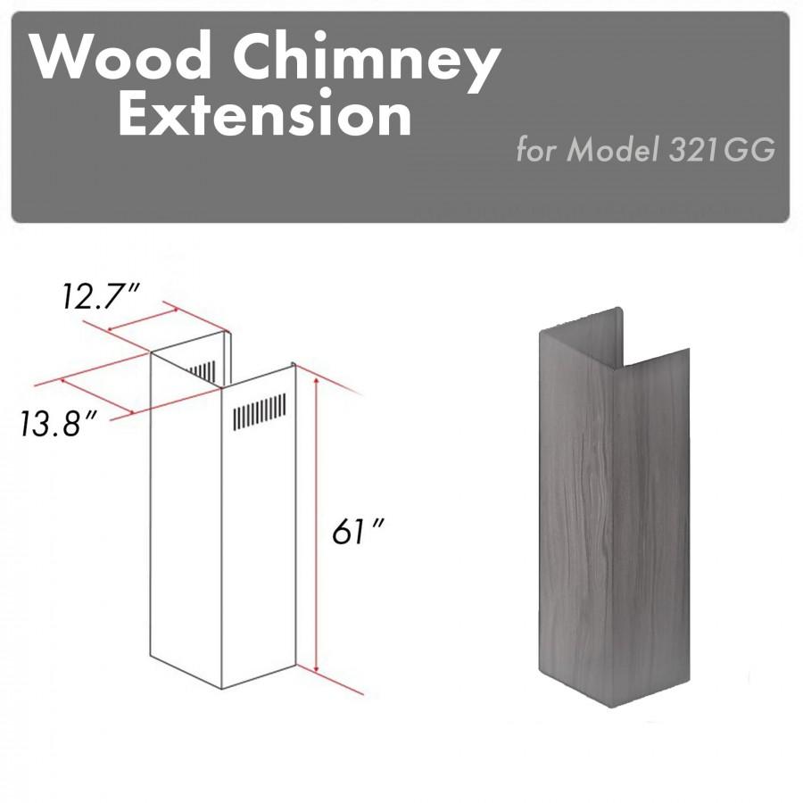 ZLINE Kitchen and Bath, ZLINE 61" Wooden Chimney Extension for Ceilings up to 12.5 ft. (321GG-E), 321GG-E,