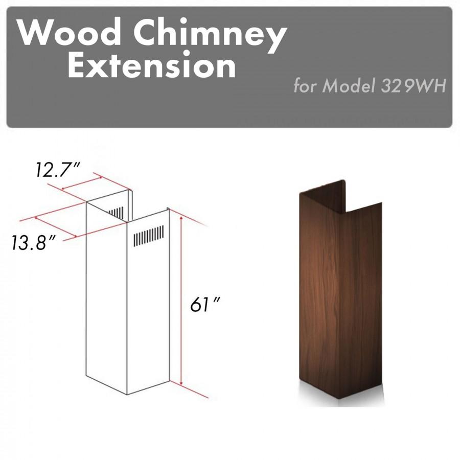 ZLINE Kitchen and Bath, ZLINE 61" Wooden Chimney Extension for Ceilings up to 12.5 ft. (329WH-E), 329WH-E,