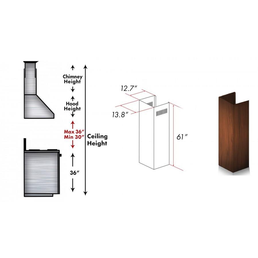 ZLINE Kitchen and Bath, ZLINE 61" Wooden Chimney Extension for Ceilings up to 12.5 ft. (355VV-E), 355VV-E,