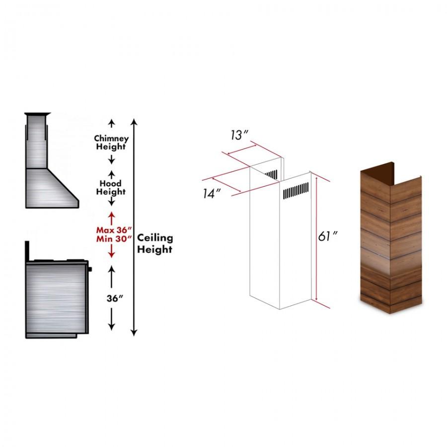ZLINE Kitchen and Bath, ZLINE 61" Wooden Chimney Extension for Ceilings up to 12.5 ft. (365BB-E), 365BB-E,