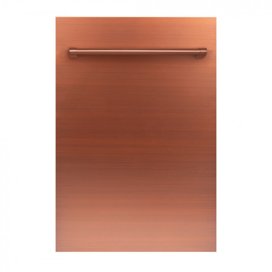 ZLINE 18 in. Compact Copper Top Control Built-In Dishwasher with Stainless Steel Tub and Traditional Style Handle, 52dBa