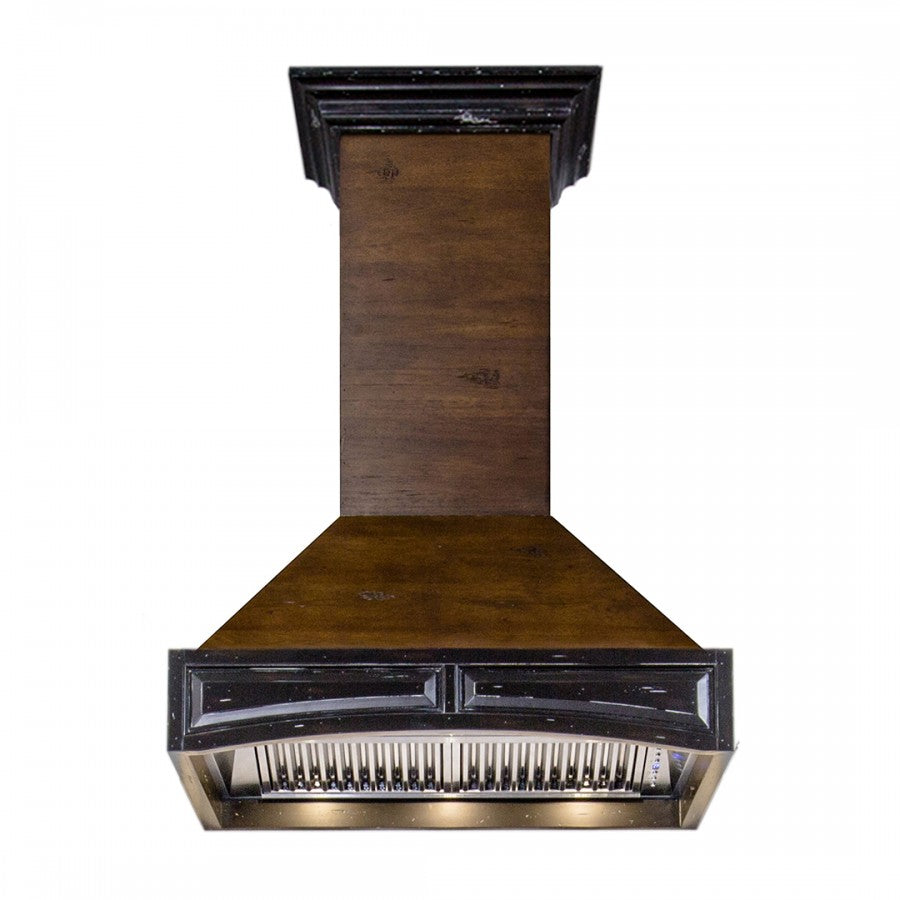 ZLINE Wooden Wall Mount Range Hood in Antigua and Walnut - Includes Remote Motor (321AR-RS-36-400)