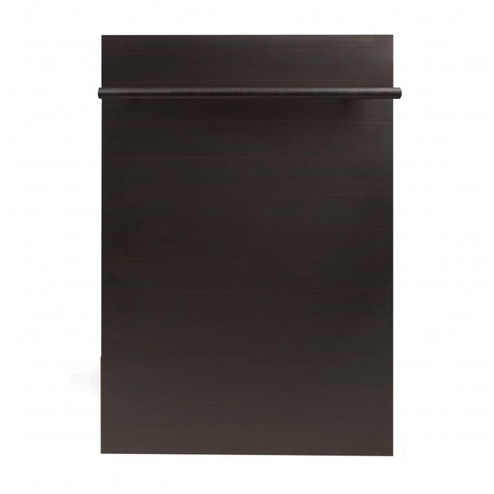 ZLINE 18 in. Compact Oil-Rubbed Bronze Top Control Dishwasher with Stainless Steel Tub and Modern Style Handle, 52dBa (DW-ORB-18)
